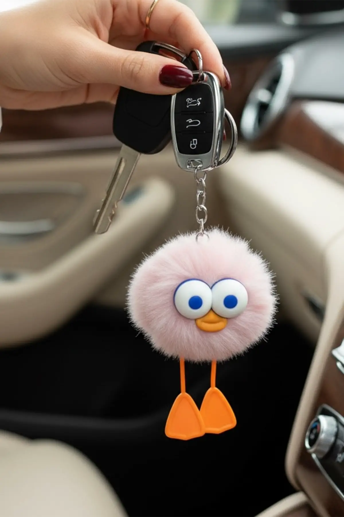 Pembe Renk Peluş Canavar Figürlü Anahtarlık