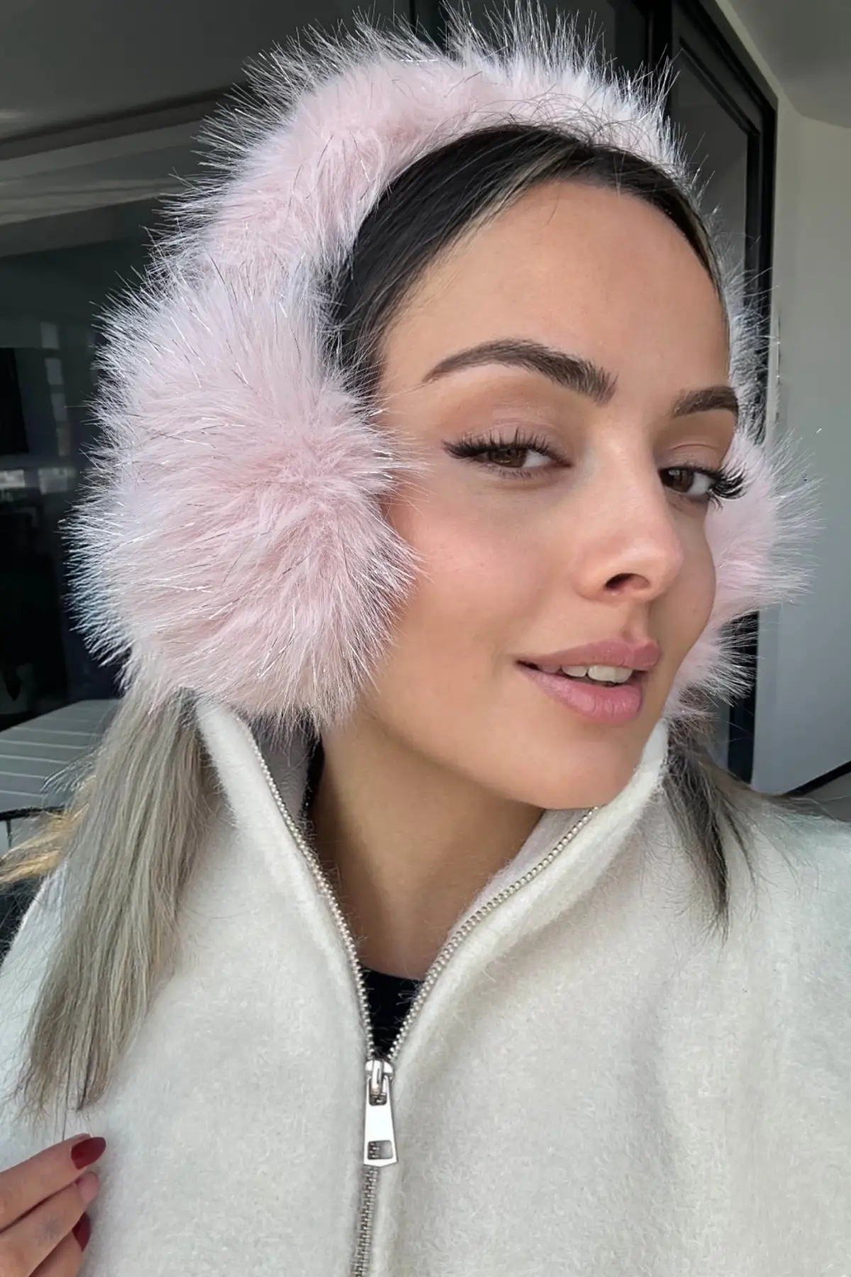 Pembe Renk Simli Peluş Kulaklık