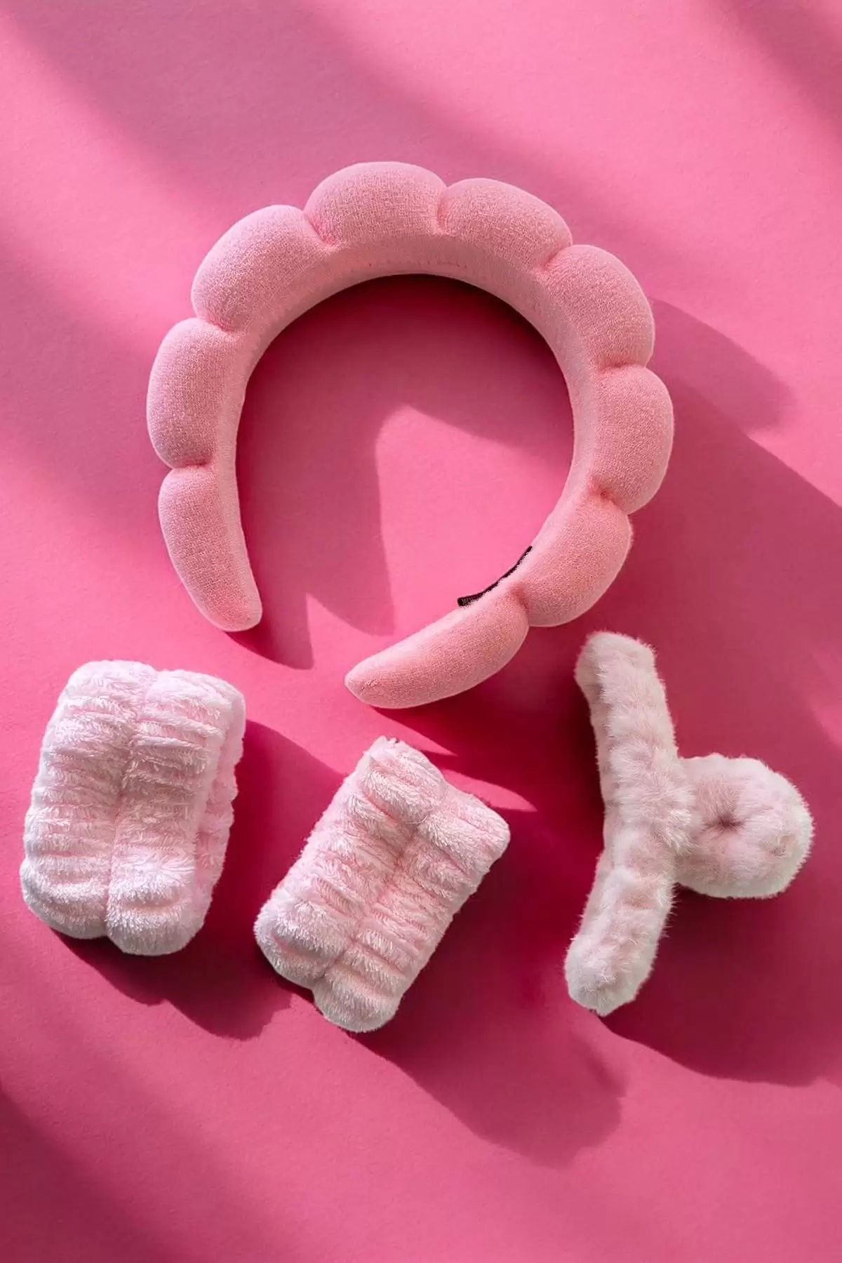 Pembe Renk Spa Taç/ Mandal Toka/ Su Emici Havlu Bileklik Set