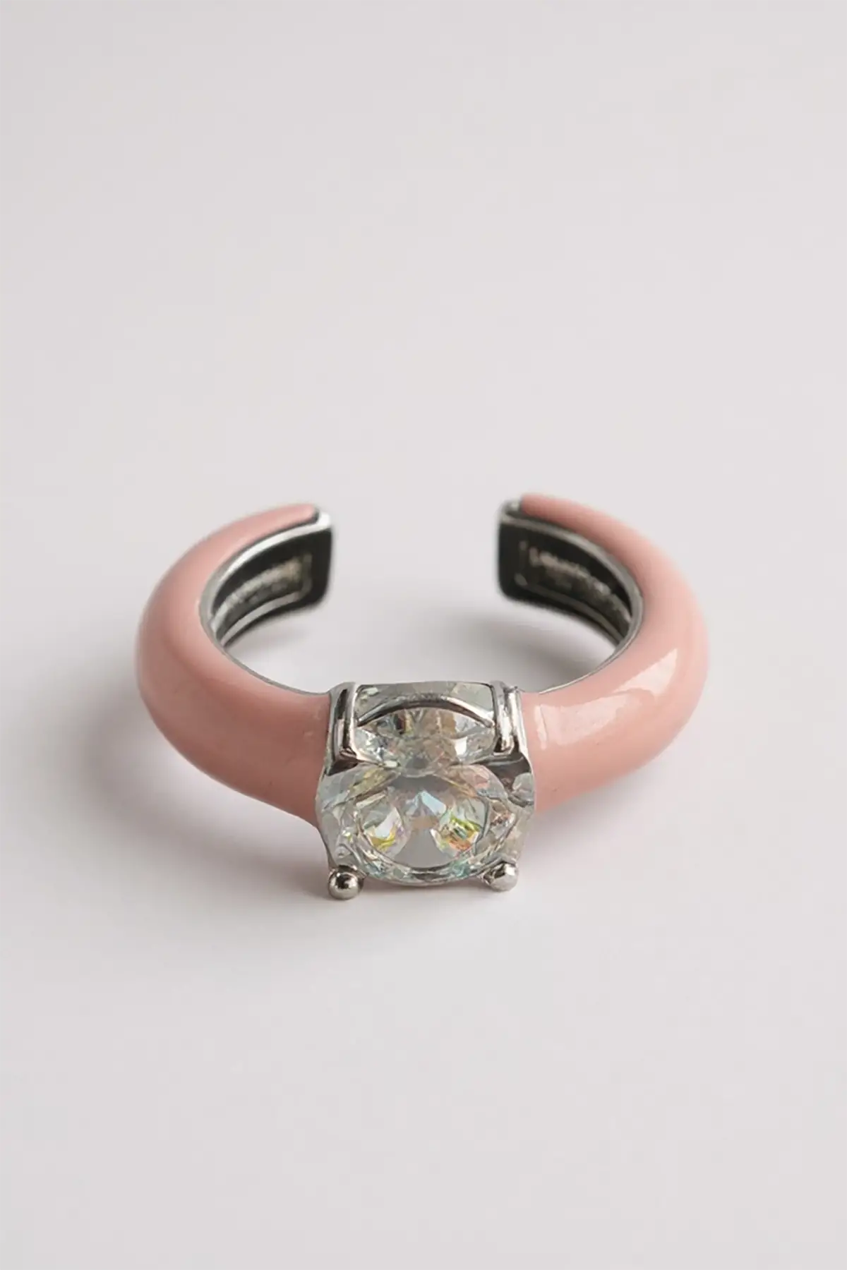 Pembe Renk Taş Detaylı 14K Altın Kaplama TX Ear Cuff (Tek)