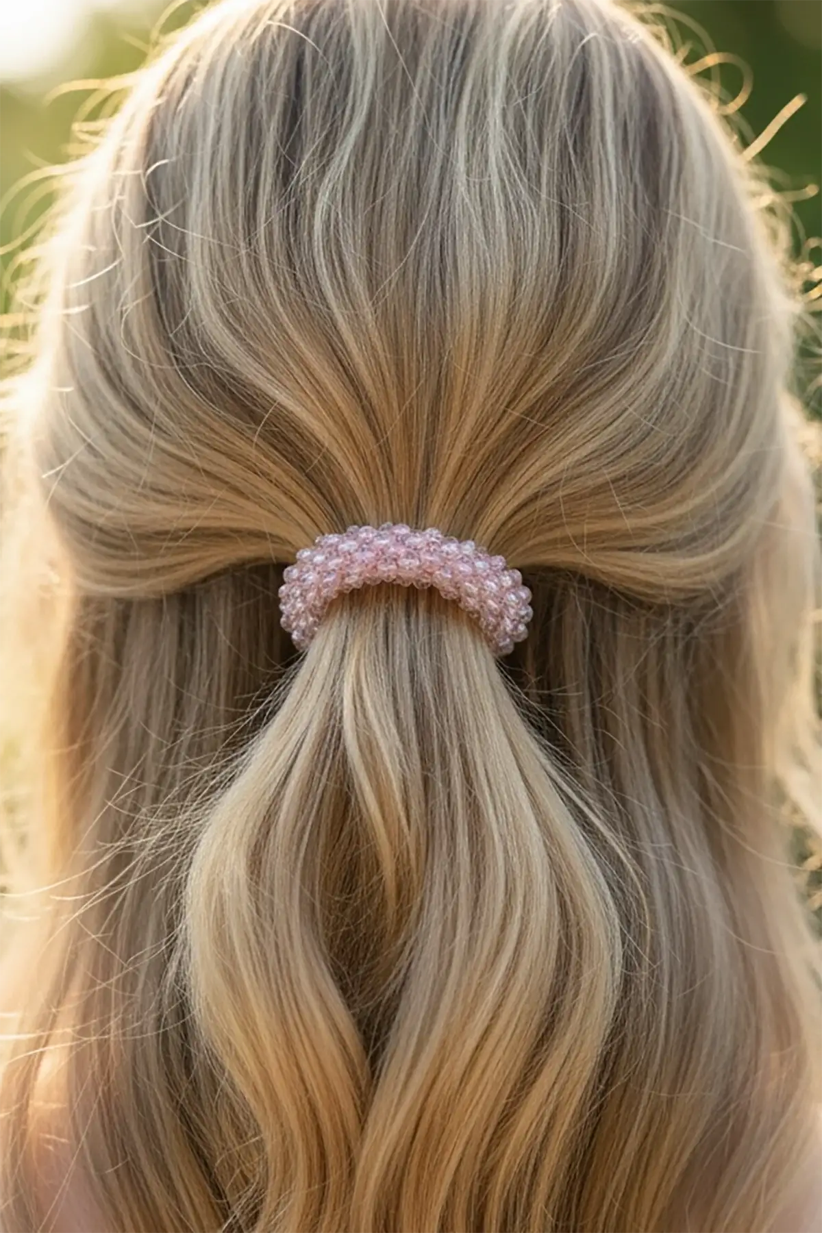 Pembe Renk Taşlı Lastik Toka