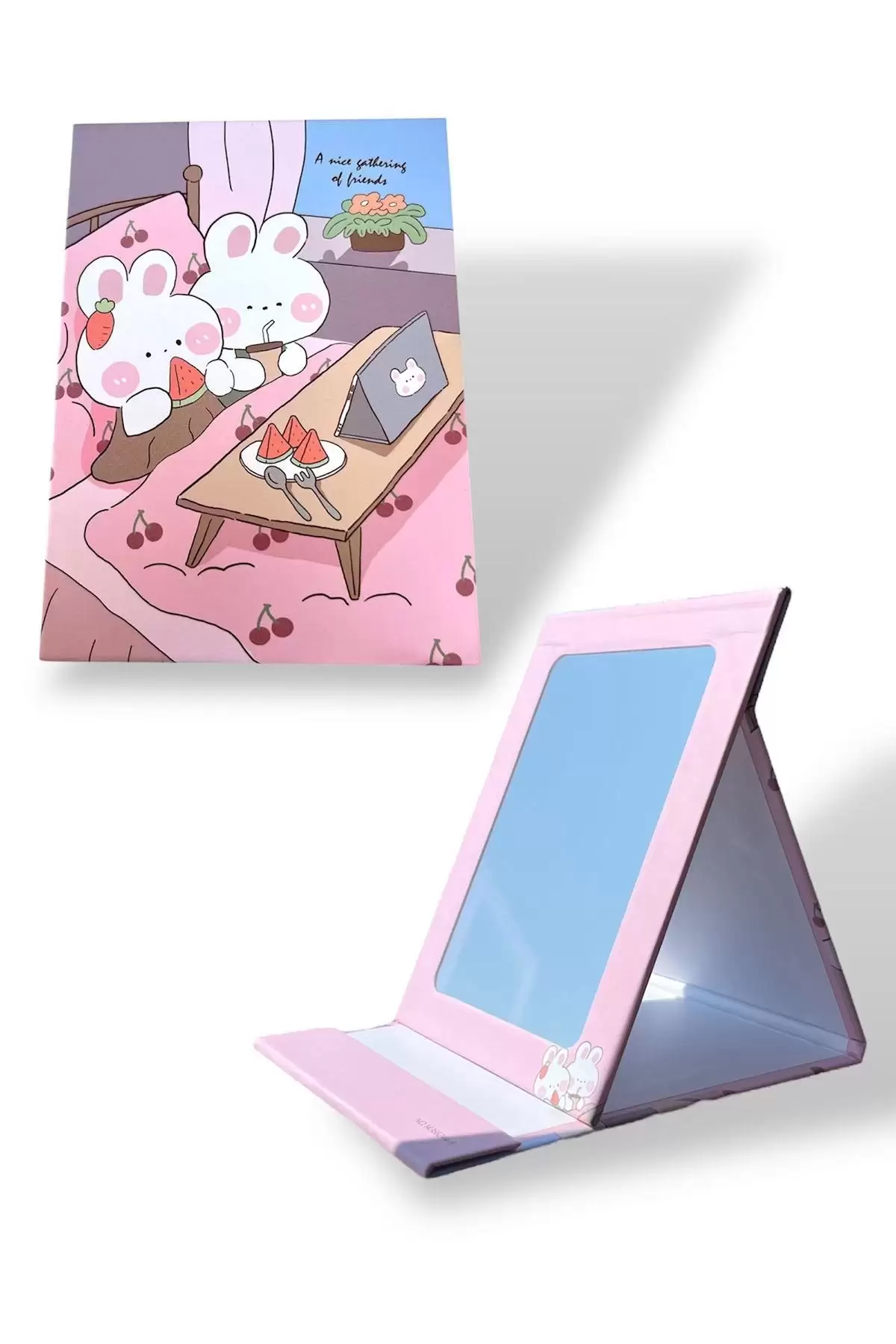 Pembe Renk Tavşan Figürlü Masa Aynası