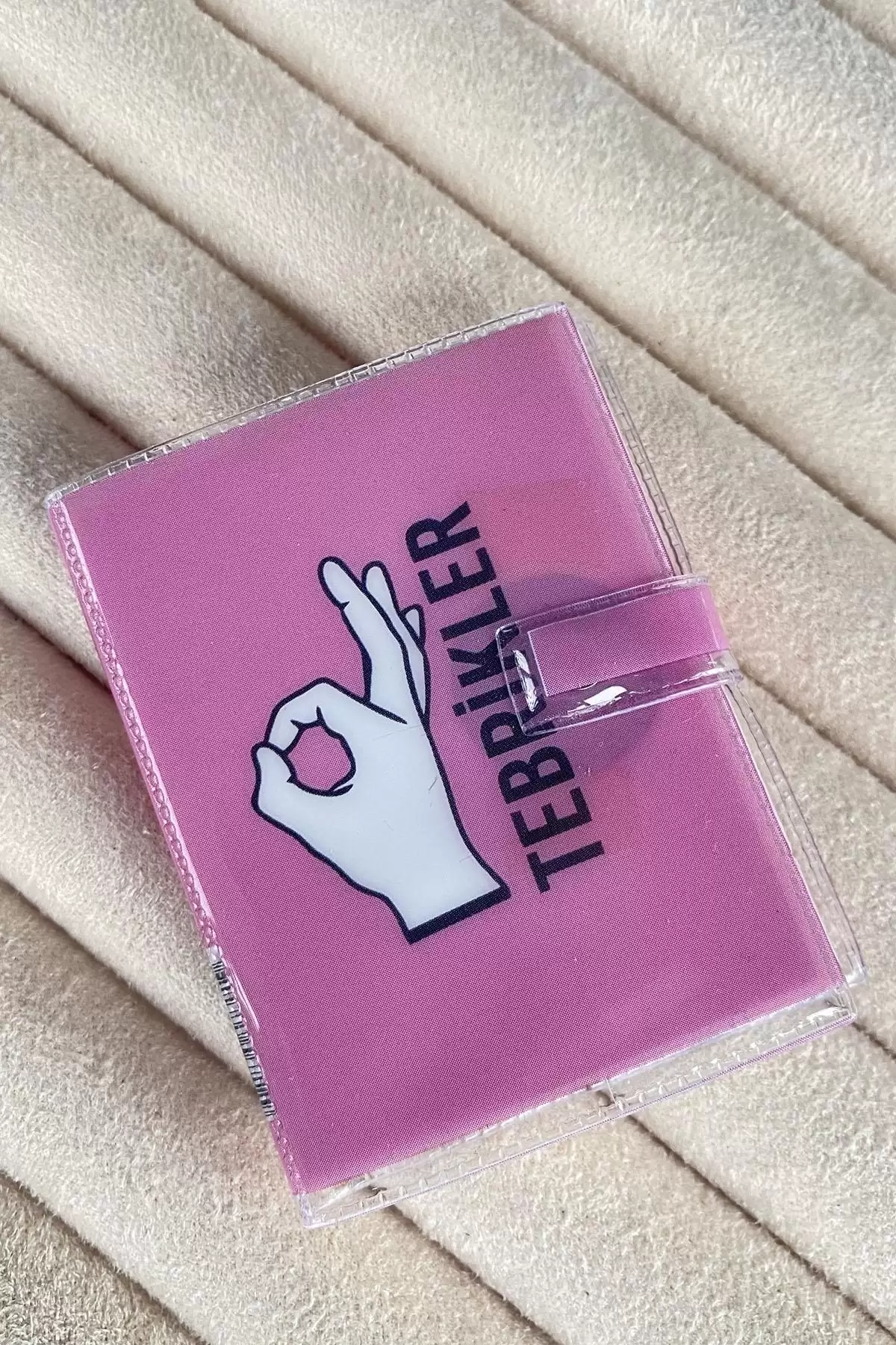 Pembe Renk Tebrikler Yazılı Mini Defter