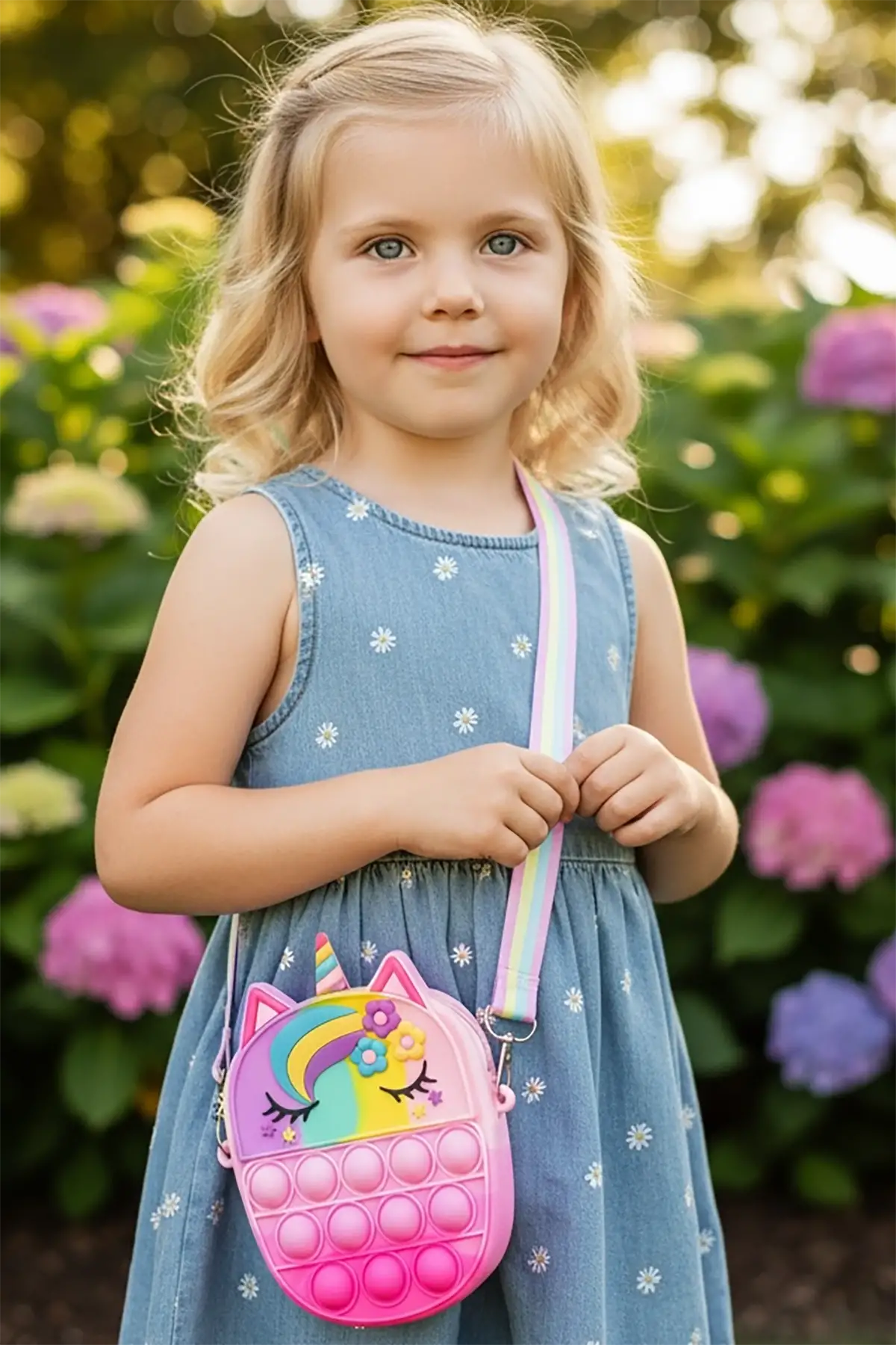 Pembe Renk Unicorn Figürlü Çocuk Pop-İt Çanta