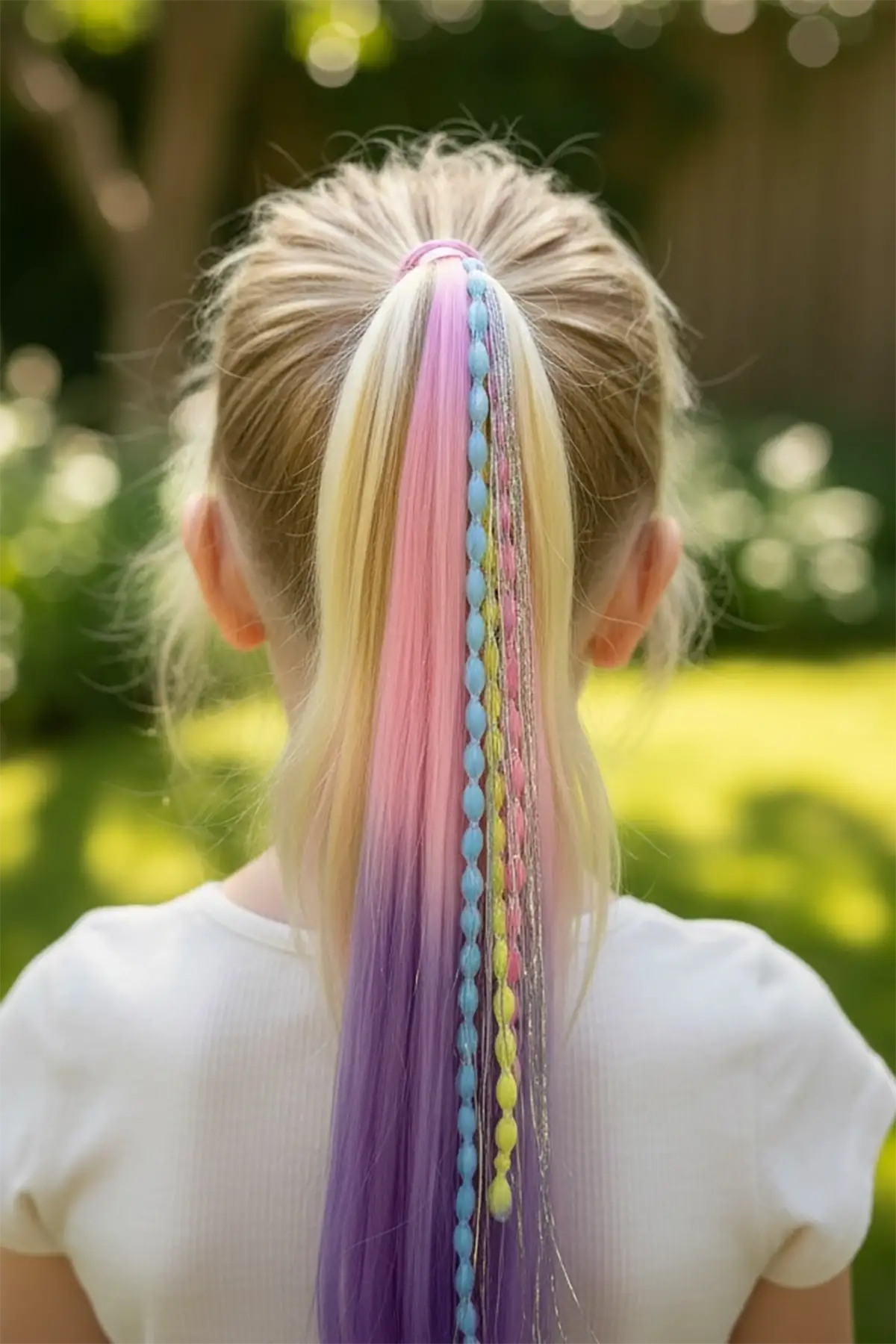 Pembe Ve Mor Renk Saç Detaylı Lastik Toka