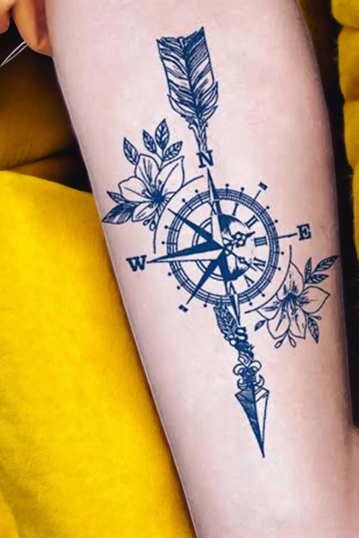 Pusula Figürlü 12 Saat Sonra Kararan Geçici Dövme Tattoo