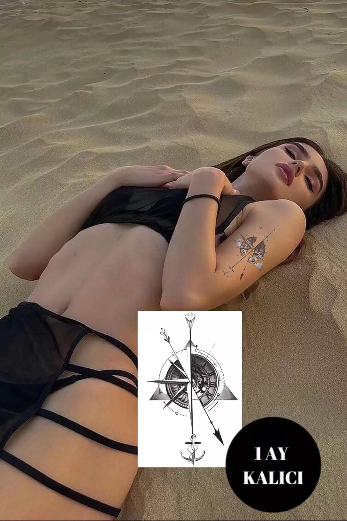 Pusula Figürlü 12 Saat Sonra Kararan Geçici Dövme Tattoo