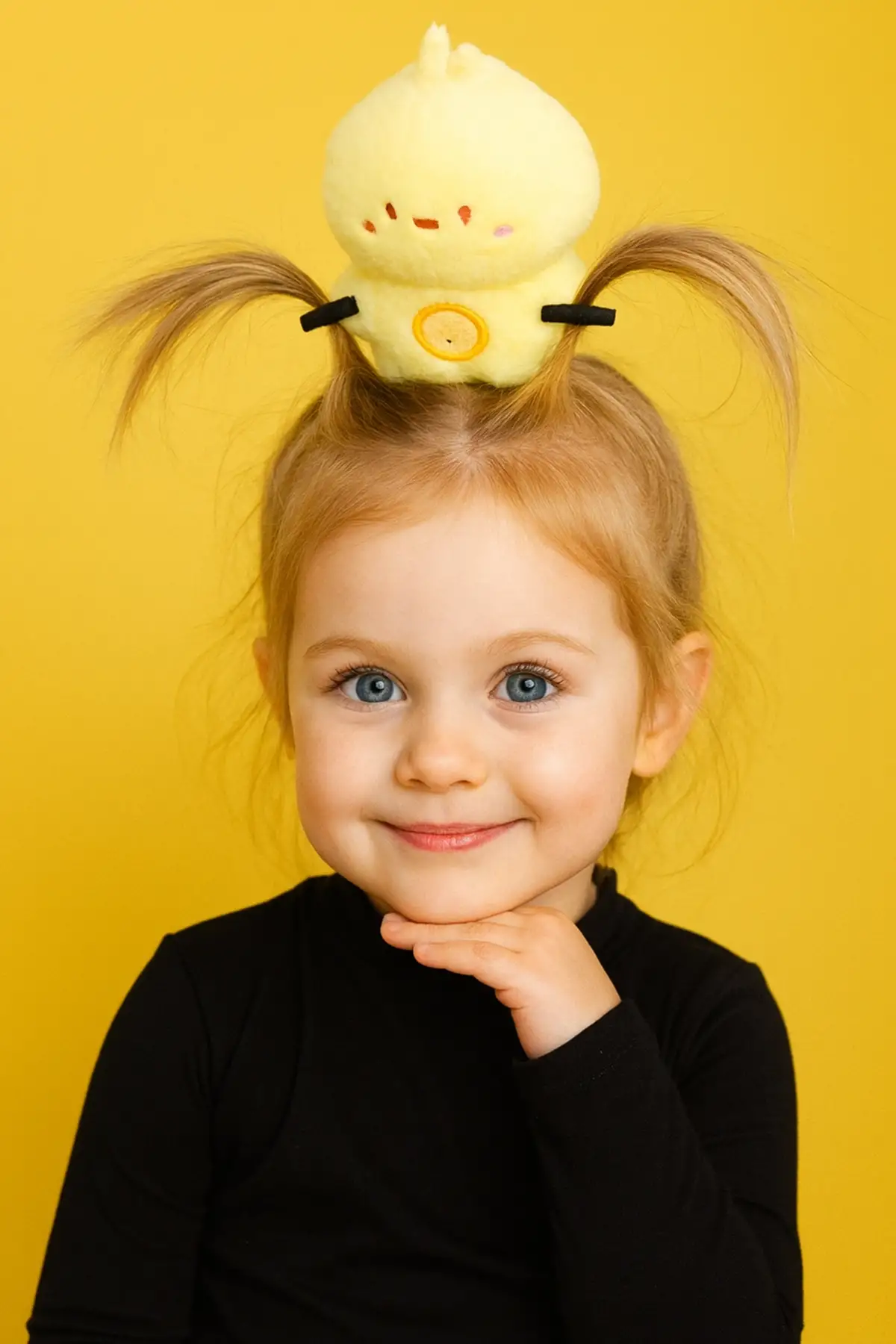 Sarı Renk Civciv Figürlü Perçem Tokası Detaylı Taç