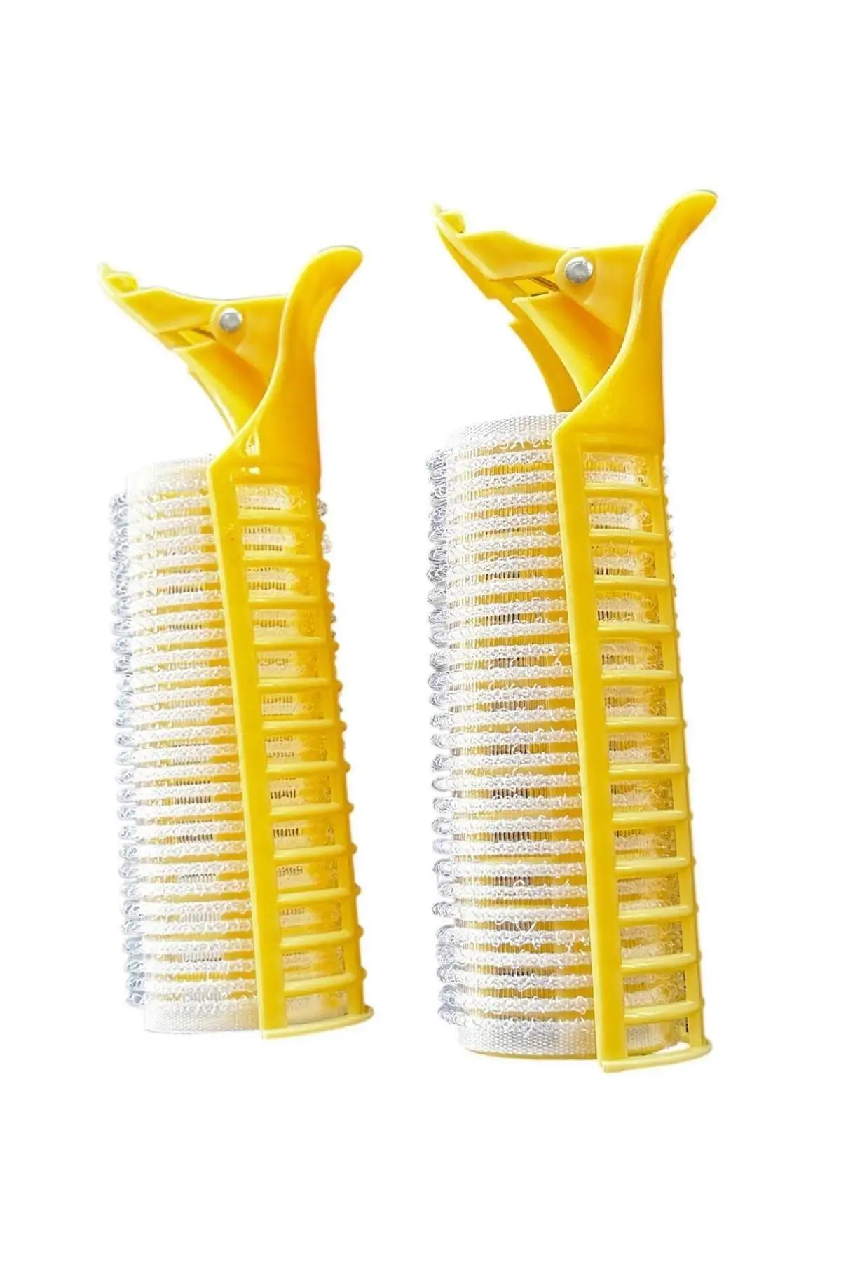 Sarı Renk İkili Pens Ve Cırtlı/ Yapışkanlı Saç Bigudisi /Orta Boy