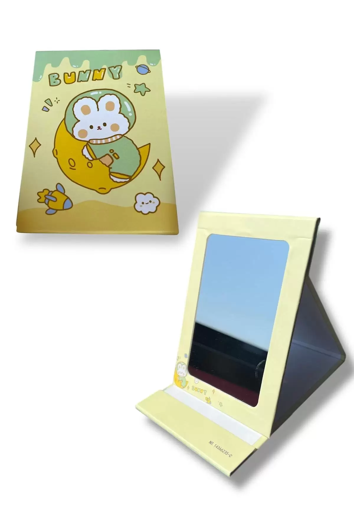Sarı Renk Tavşan Figürlü Bunny Yazılı Masa Aynası