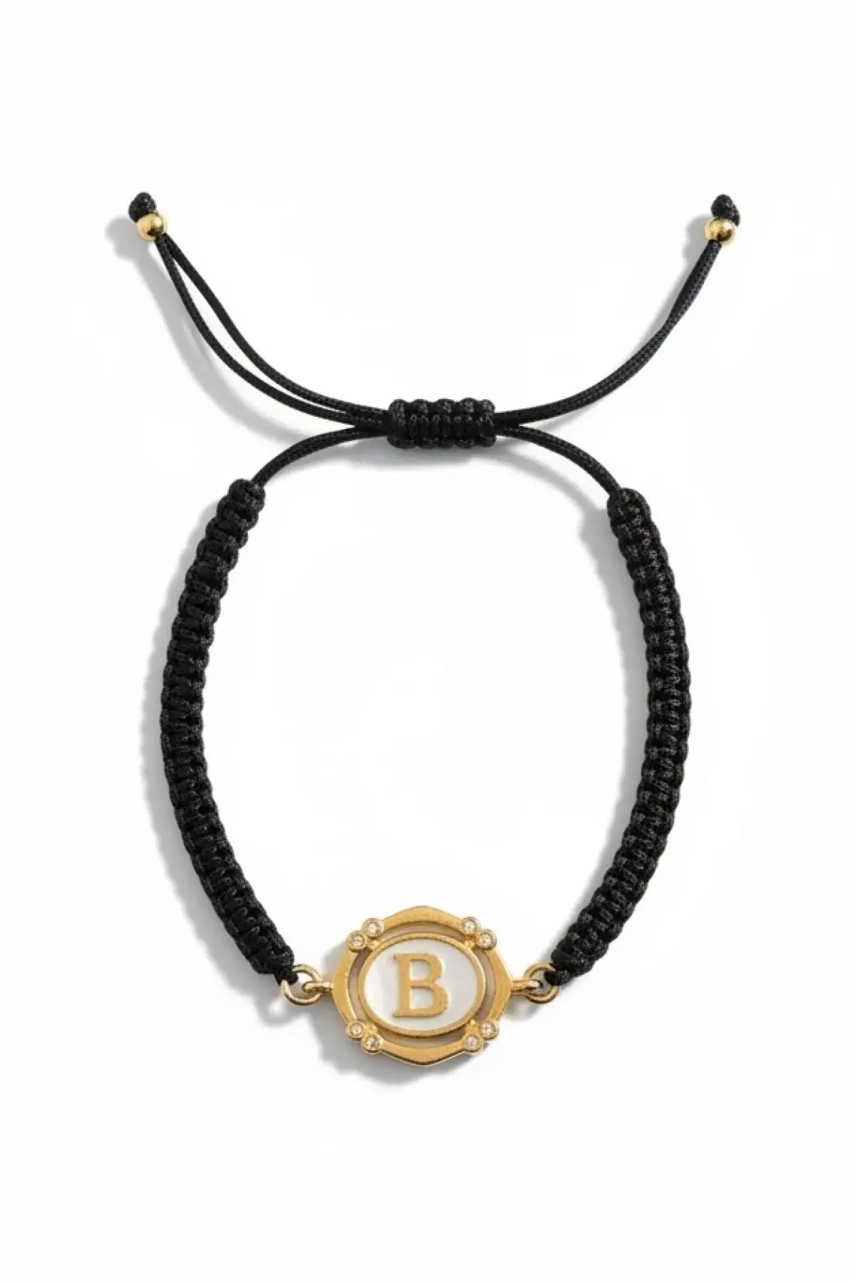 Siyah Renk B Harf Asansörlü Çelik İp Bileklik