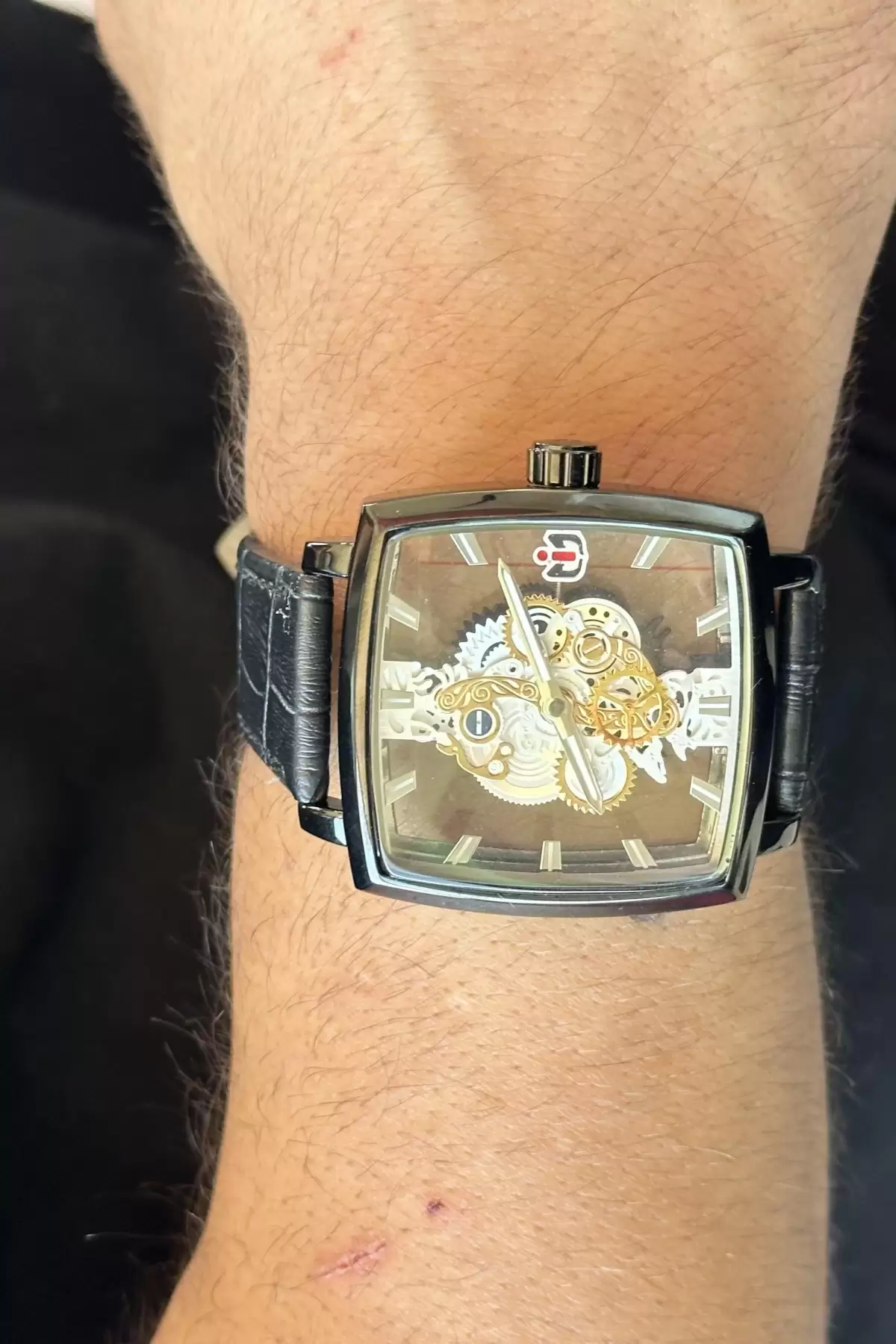 Siyah Renk Deri Kordonlu Çelik Erkek Saat