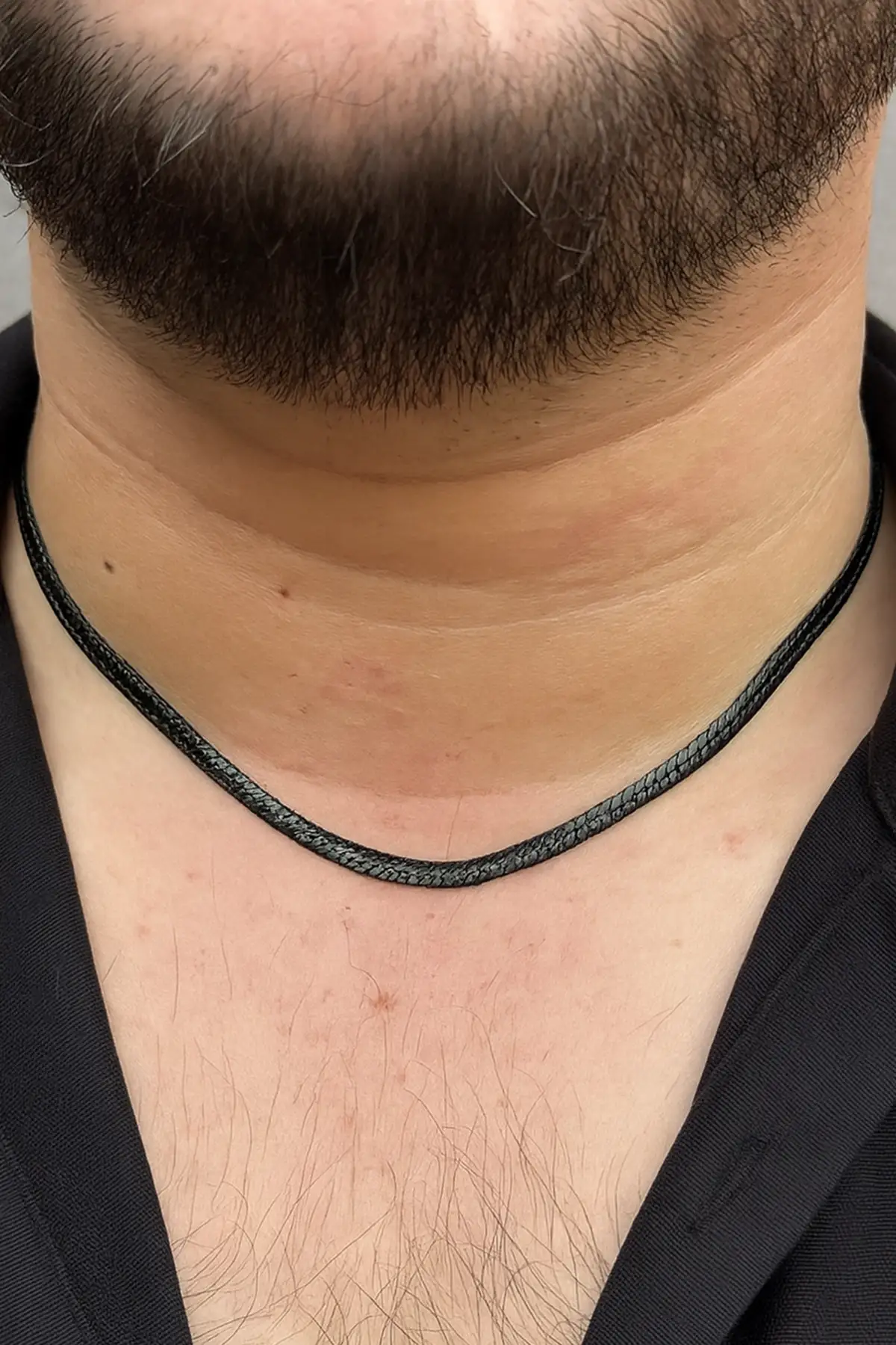 Siyah Renk Erkek Zincir Çelik Kolye (55cm)