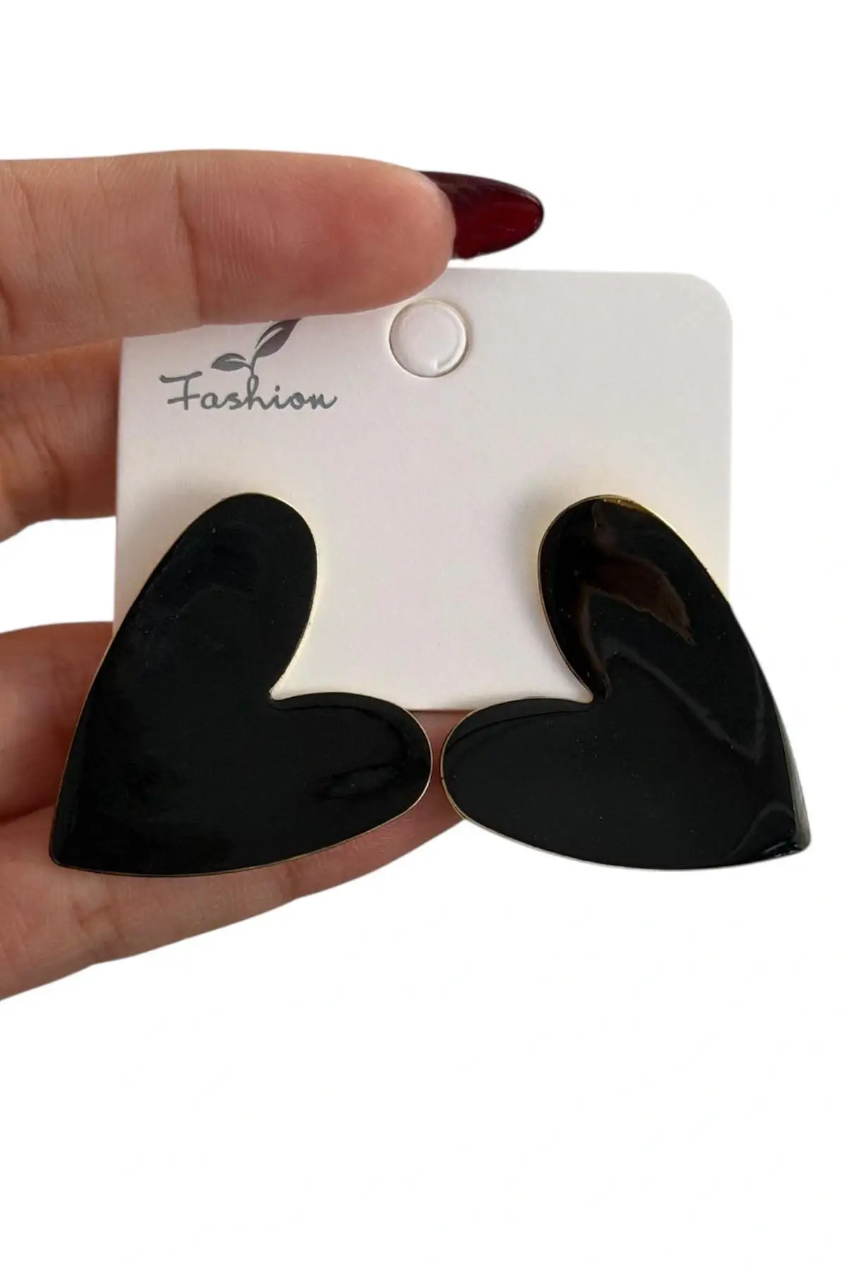 Siyah Renk Kalp Figürlü Küpe (Çift)