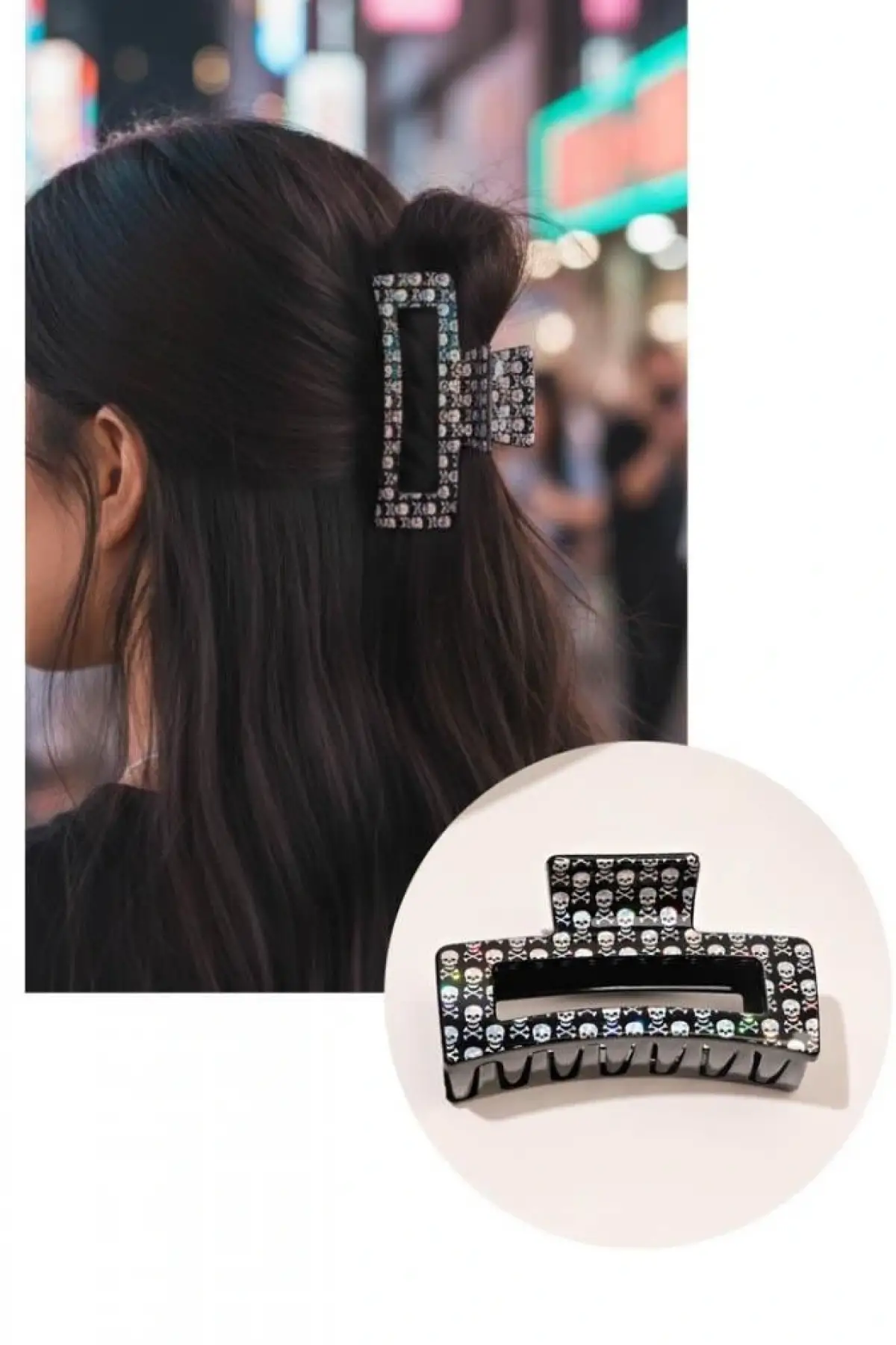 Siyah Renk Kurukafa Figürlü Mandal Toka