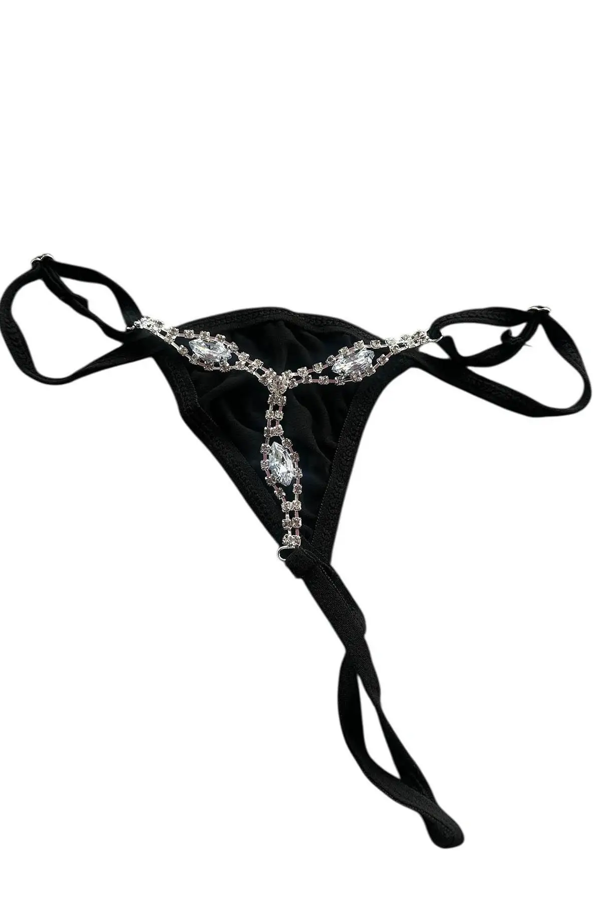Siyah Renk Taş Detaylı Tanga