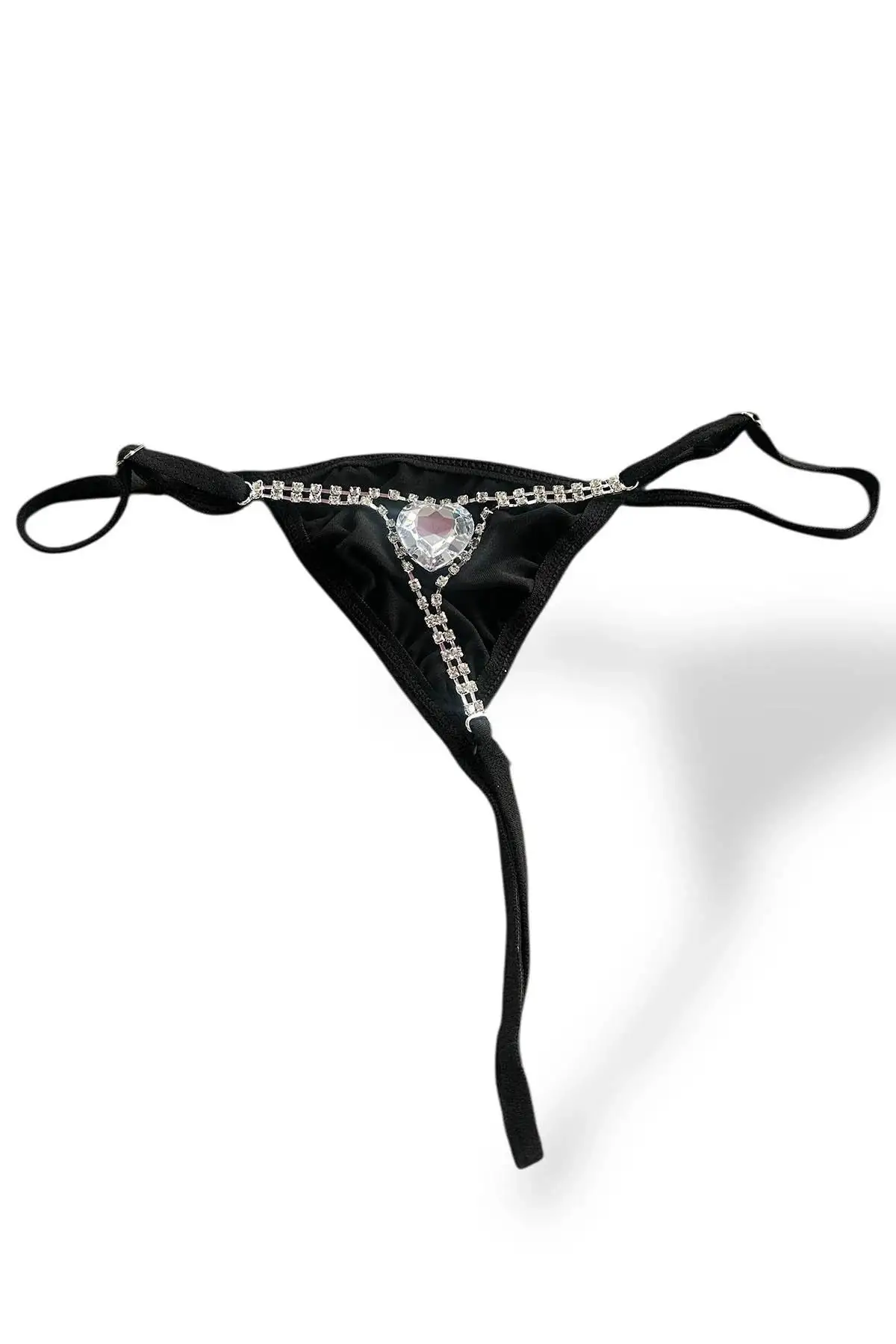 Siyah Renk Taş Detaylı Tanga