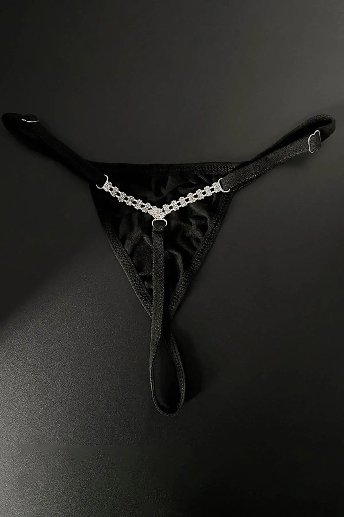 Siyah Renk Taş Detaylı Tanga