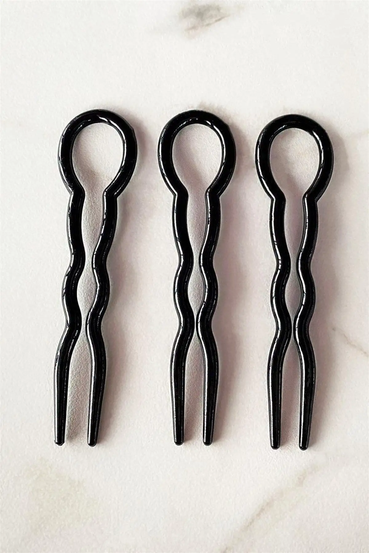 Siyah Renk Üçlü Topuz Tokası