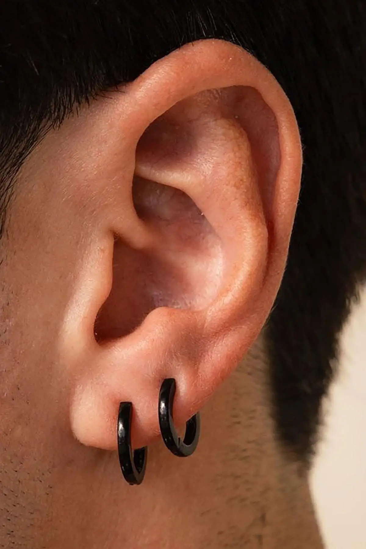 Siyah Renk Unisex Halka Küpe (Çift)