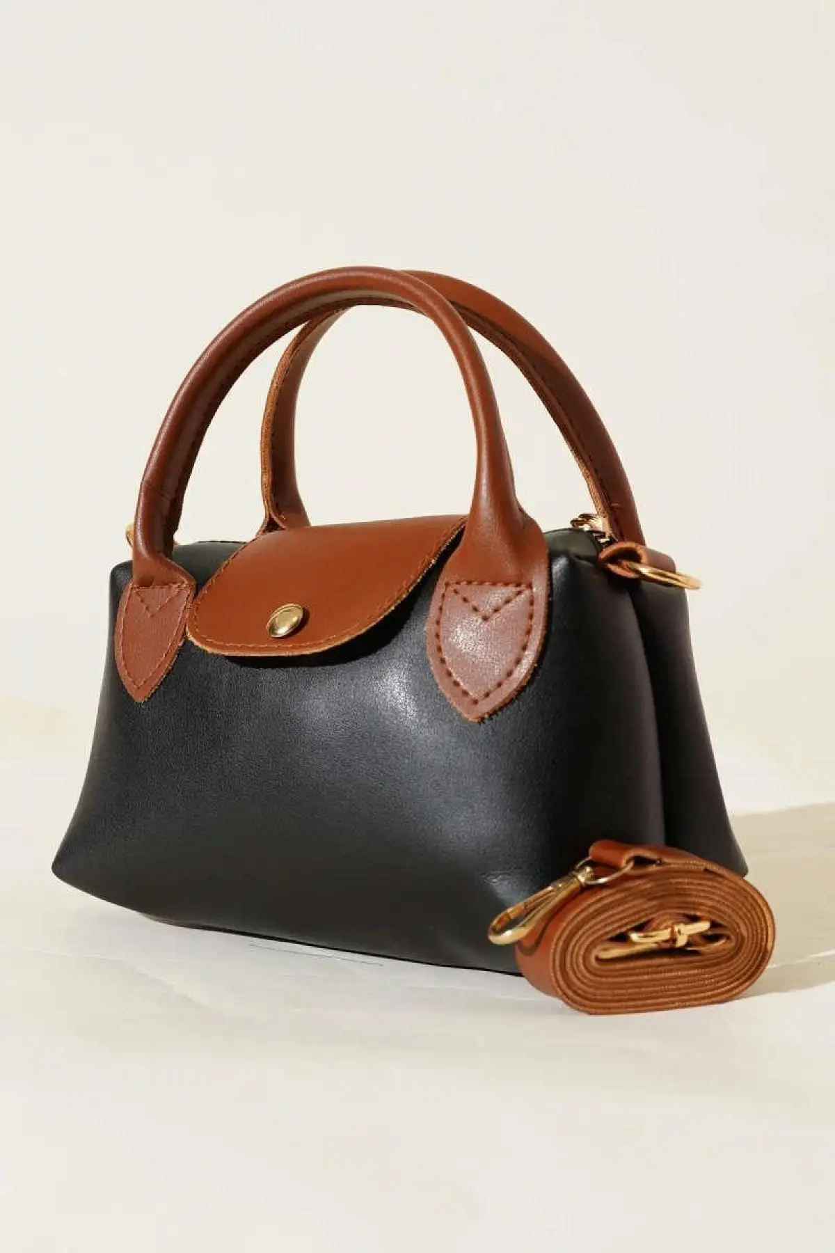 Siyah Ve Kahverengi Deri El Ve Omuz Çantası