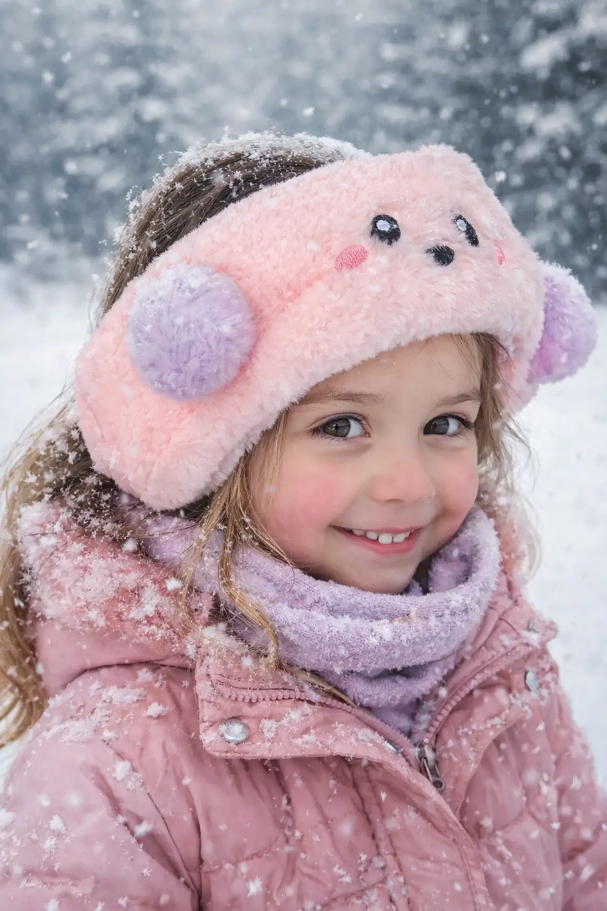 Somon Renk Ayıcık Figürlü Peluş Kulaklık