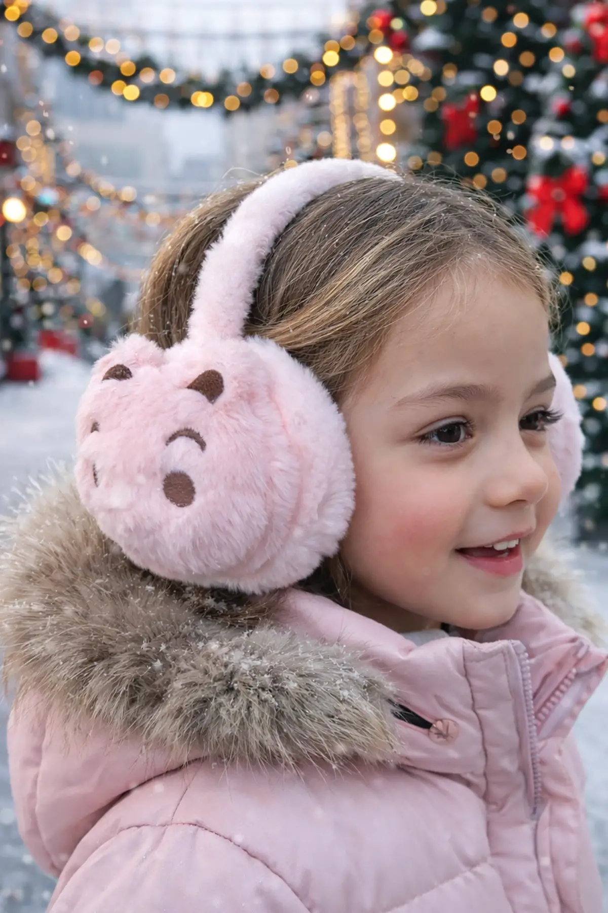 Somon Renk Ayıcık Figürlü Peluş Kulaklık