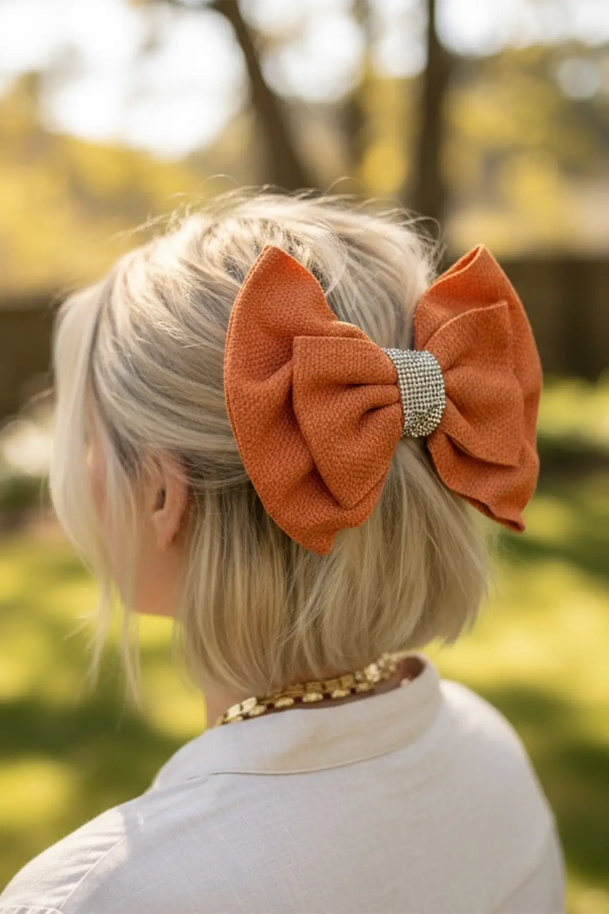 Turuncu Renk Kurdele Figürlü Taş Detaylı Otomat Toka