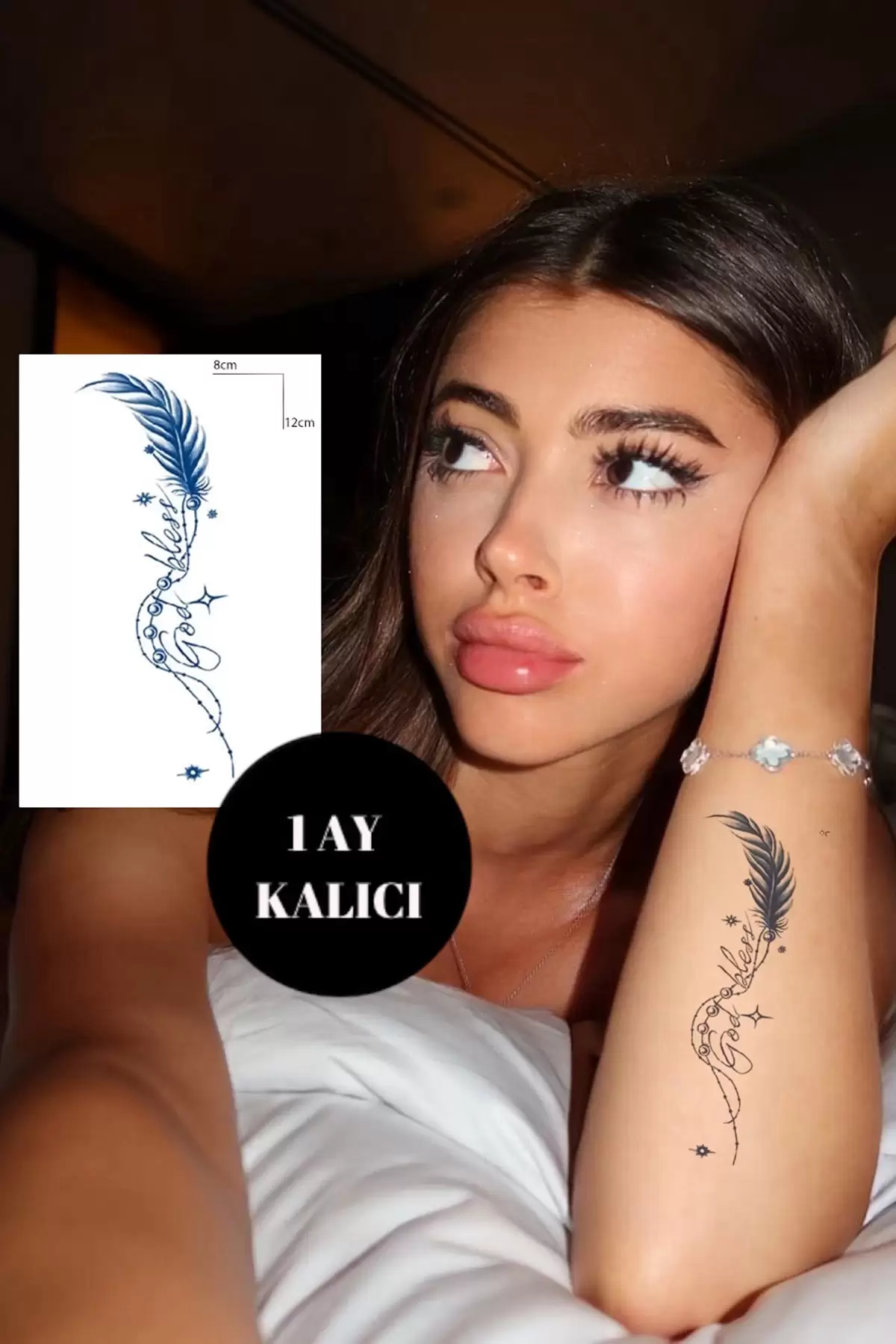 Tüy Figürlü 12 Saat Sonra Kararan Geçici Dövme Tattoo