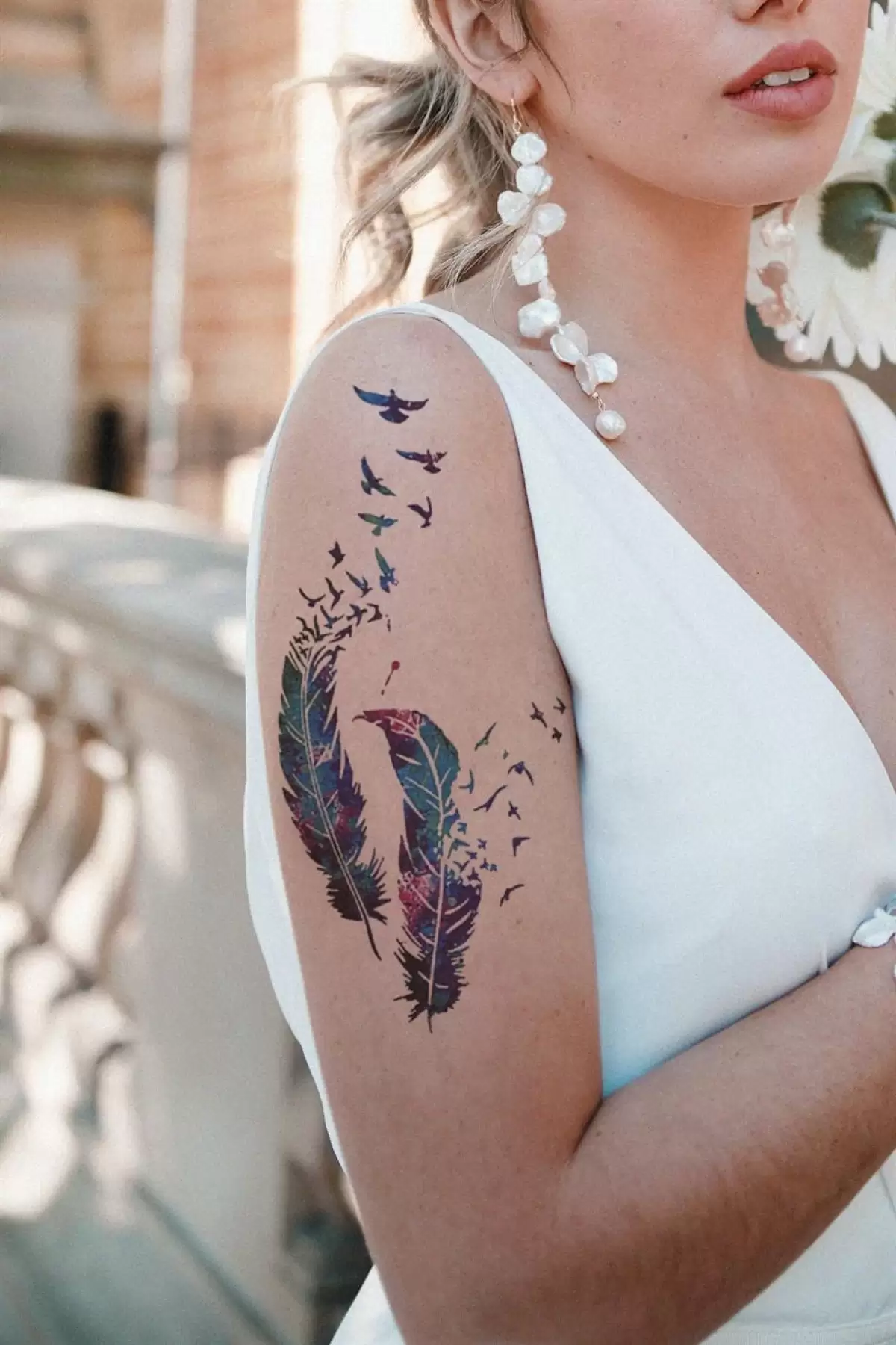 Tüy ve Uçan Kuşlar Geçici Dövme Tattoo