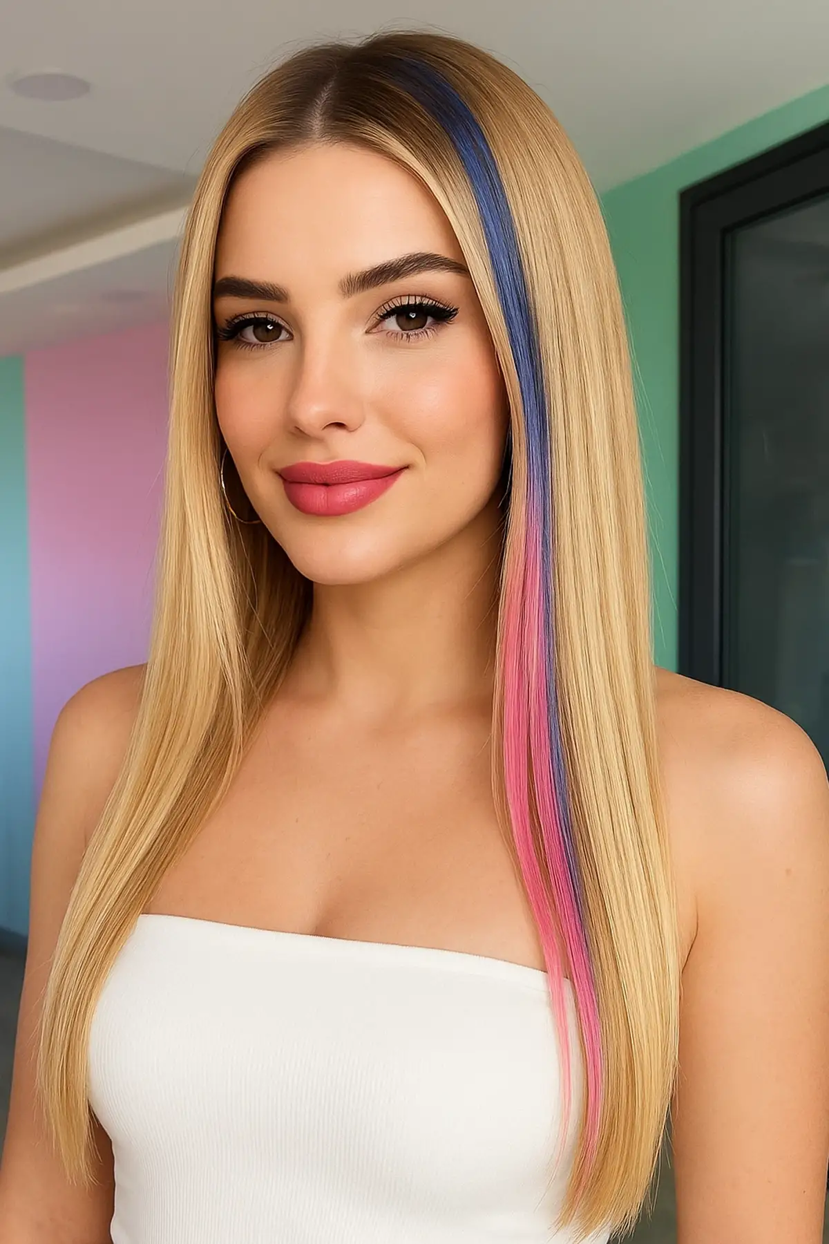 Yan Çıt Çıt Postiş / 2 Renk Ombre / 50 Cm