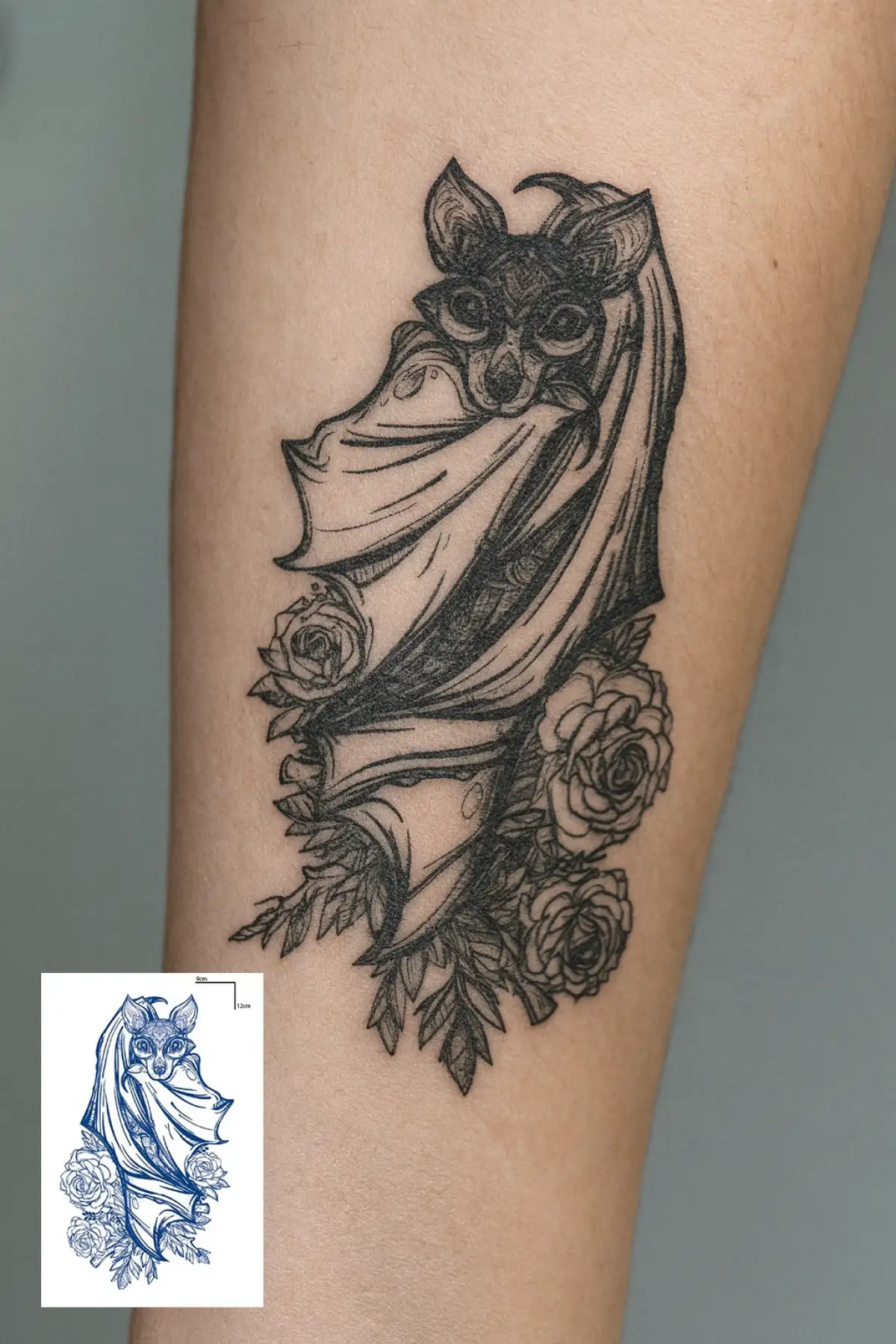 Yarasa Figürlü 12 Saat Sonra Kararan Geçici Dövme Tattoo