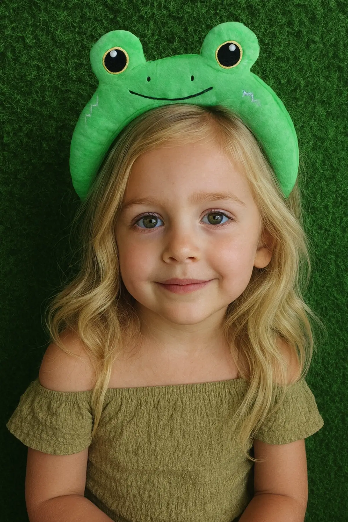 Yeşil Renk Kurbağa Figürlü Peluş Taç