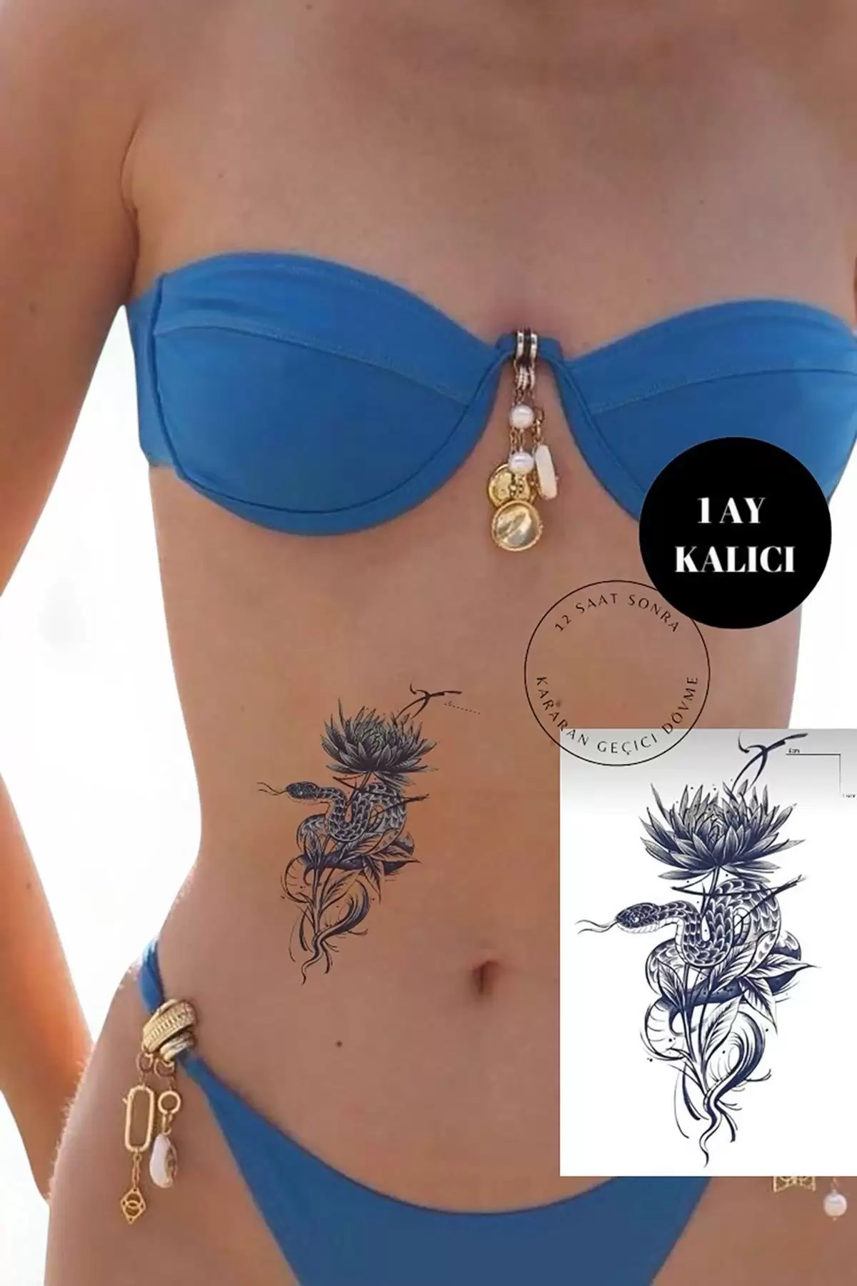 Yılan Figürlü 12 Saat Sonra Kararan Geçici Dövme Tattoo