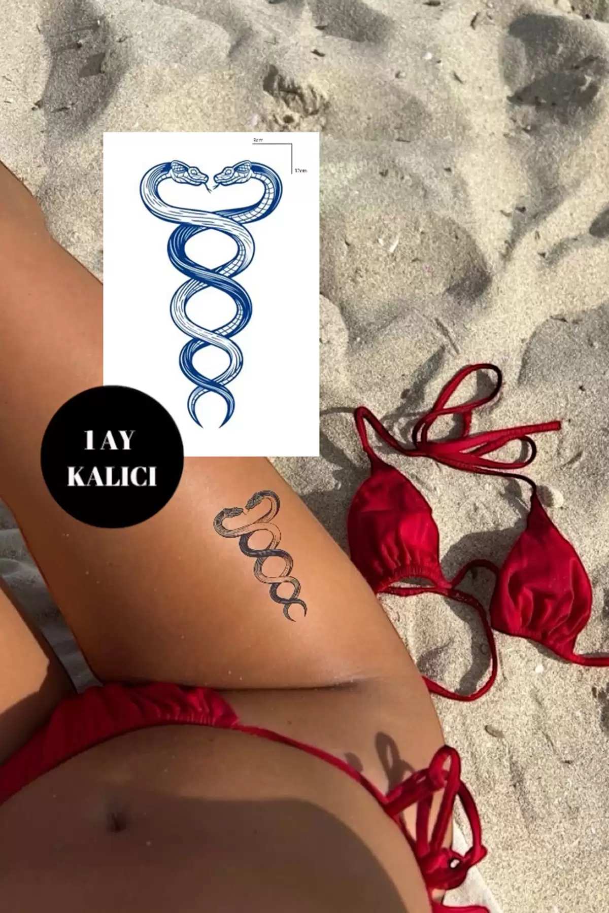 Yılan Figürlü 12 Saat Sonra Kararan Geçici Dövme Tattoo