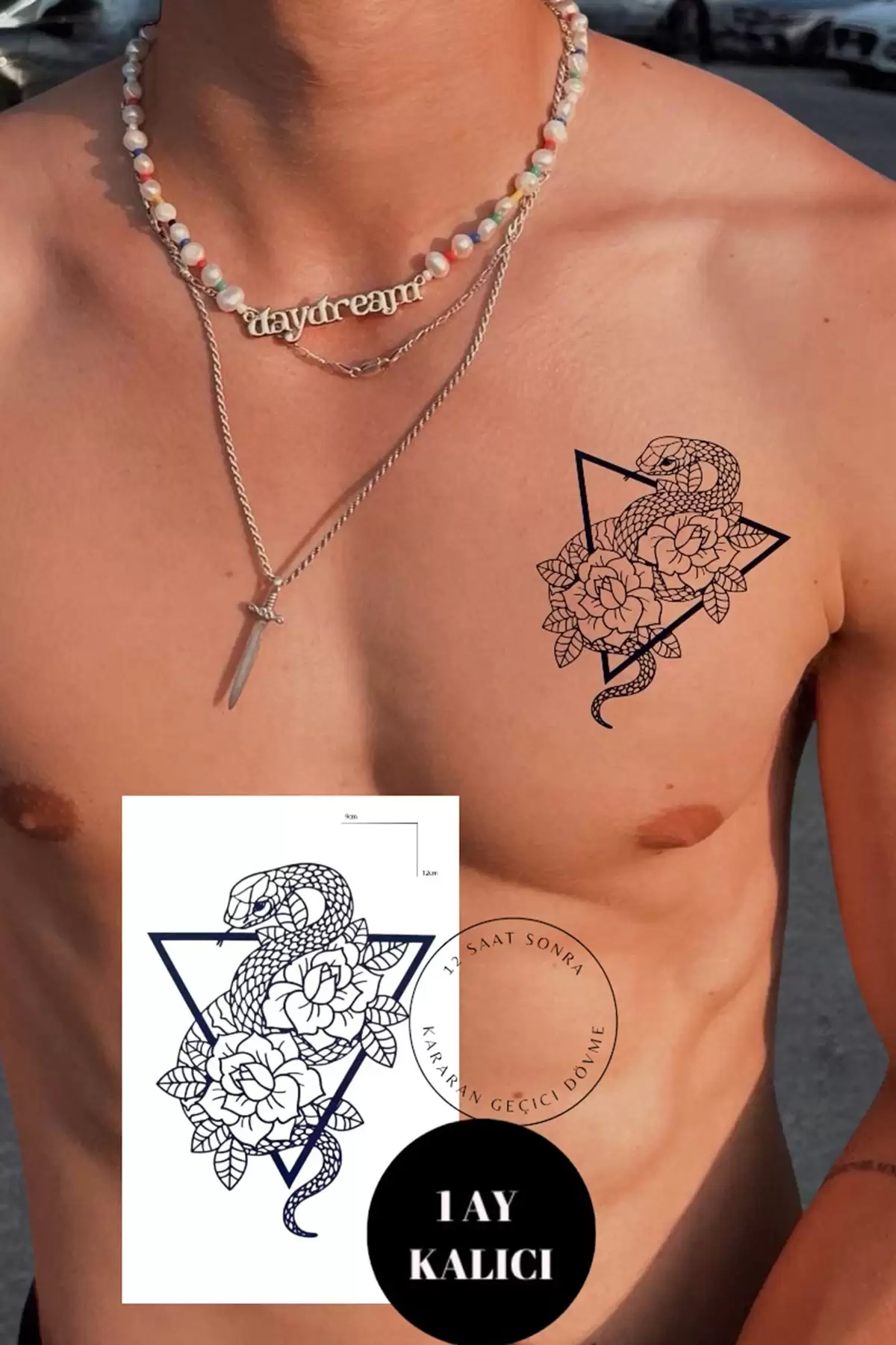 Yılan Figürlü 12 Saat Sonra Kararan Geçici Dövme Tattoo