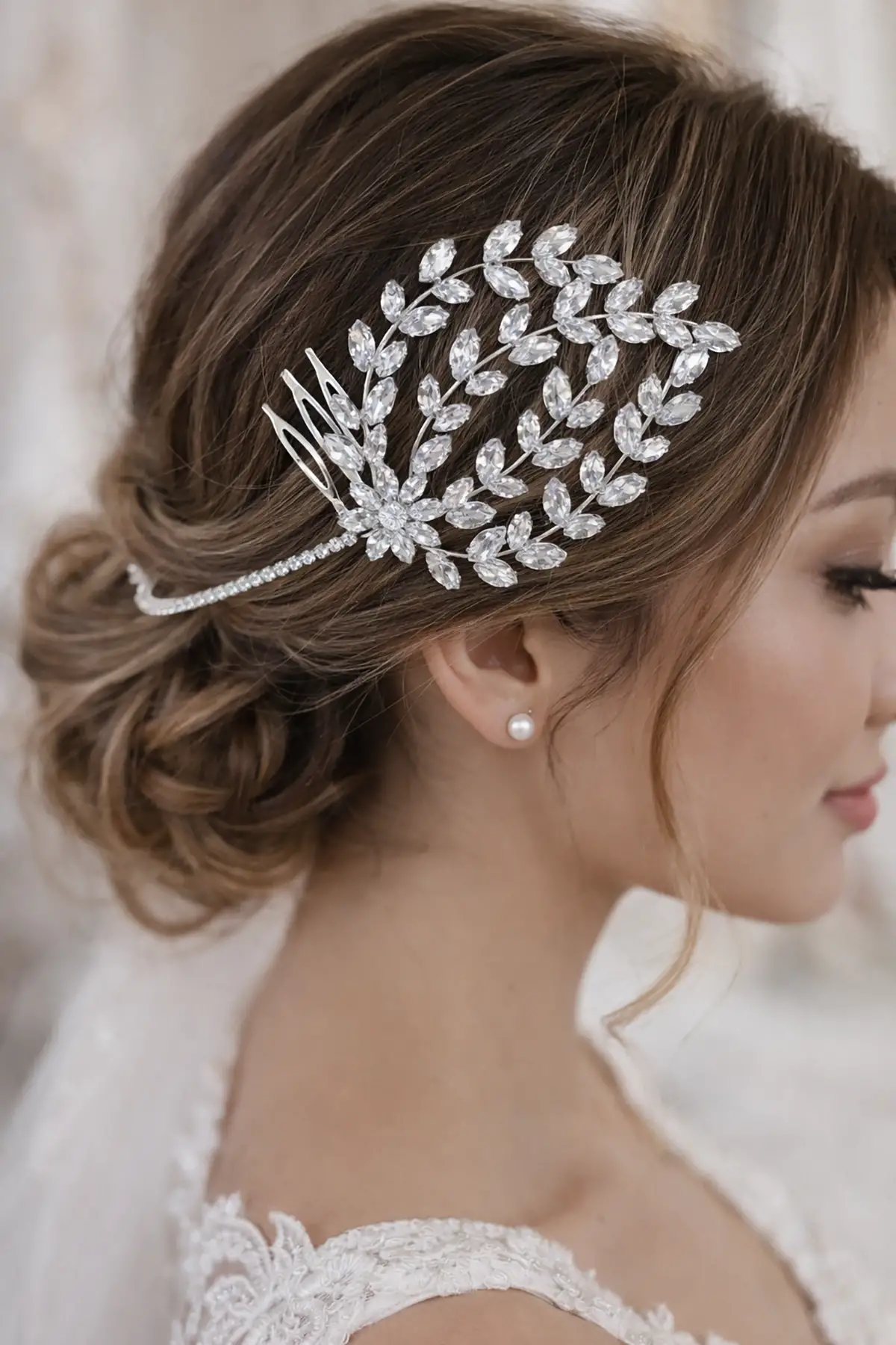 Zirkon Taşlı Gelin/Kına/Nişan/Söz Tasarım Saç Aksesuarı