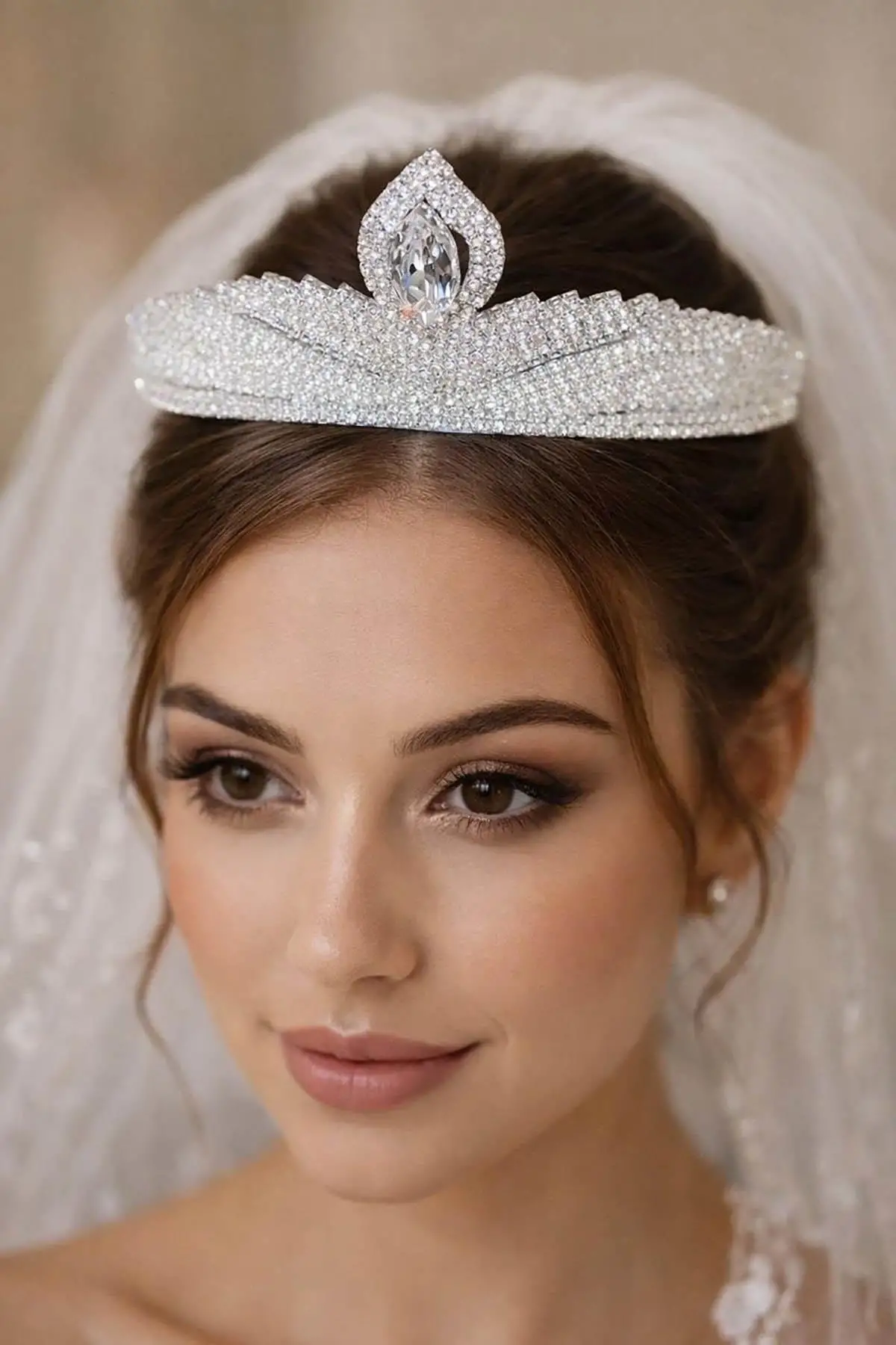 Zirkon Taşlı Gelin/Kına/Nişan/Söz Tasarım Taç