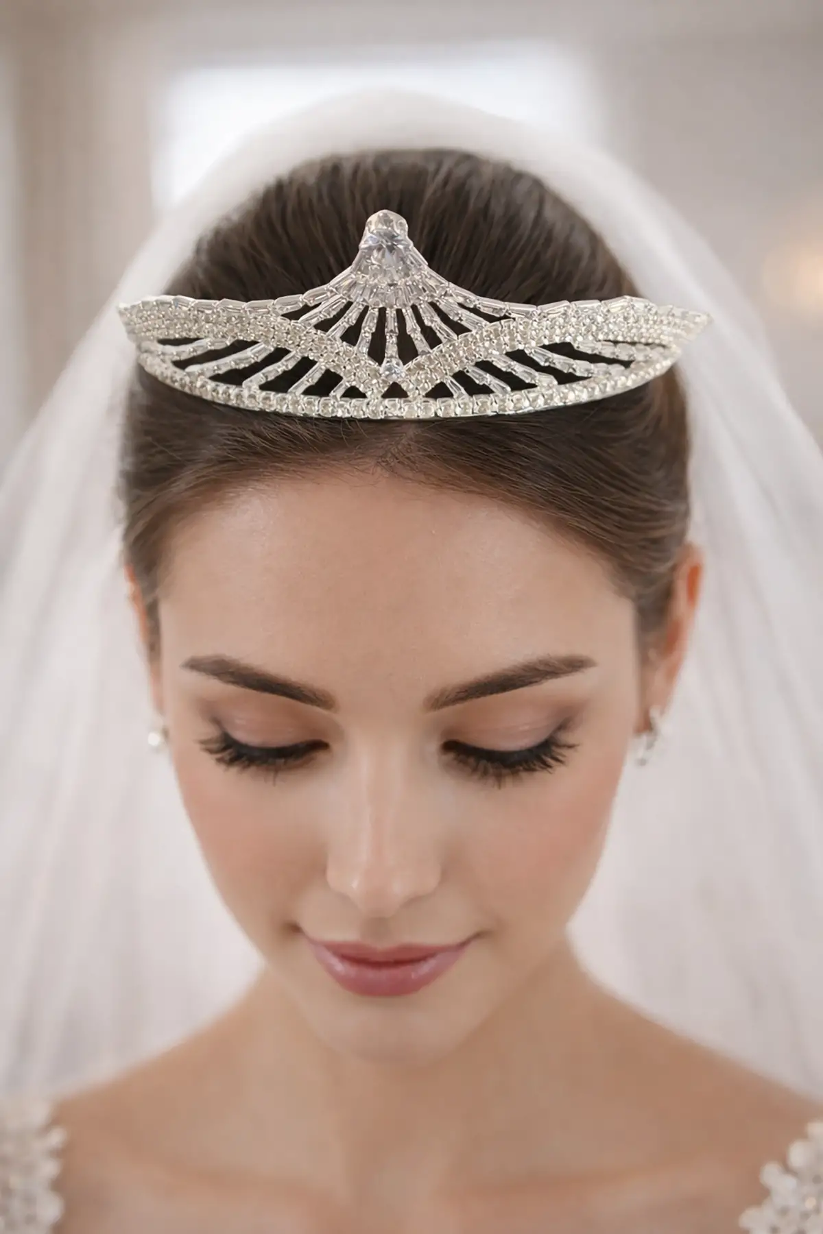 Zirkon Taşlı Gelin/Kına/Nişan/Söz Tasarım Taç