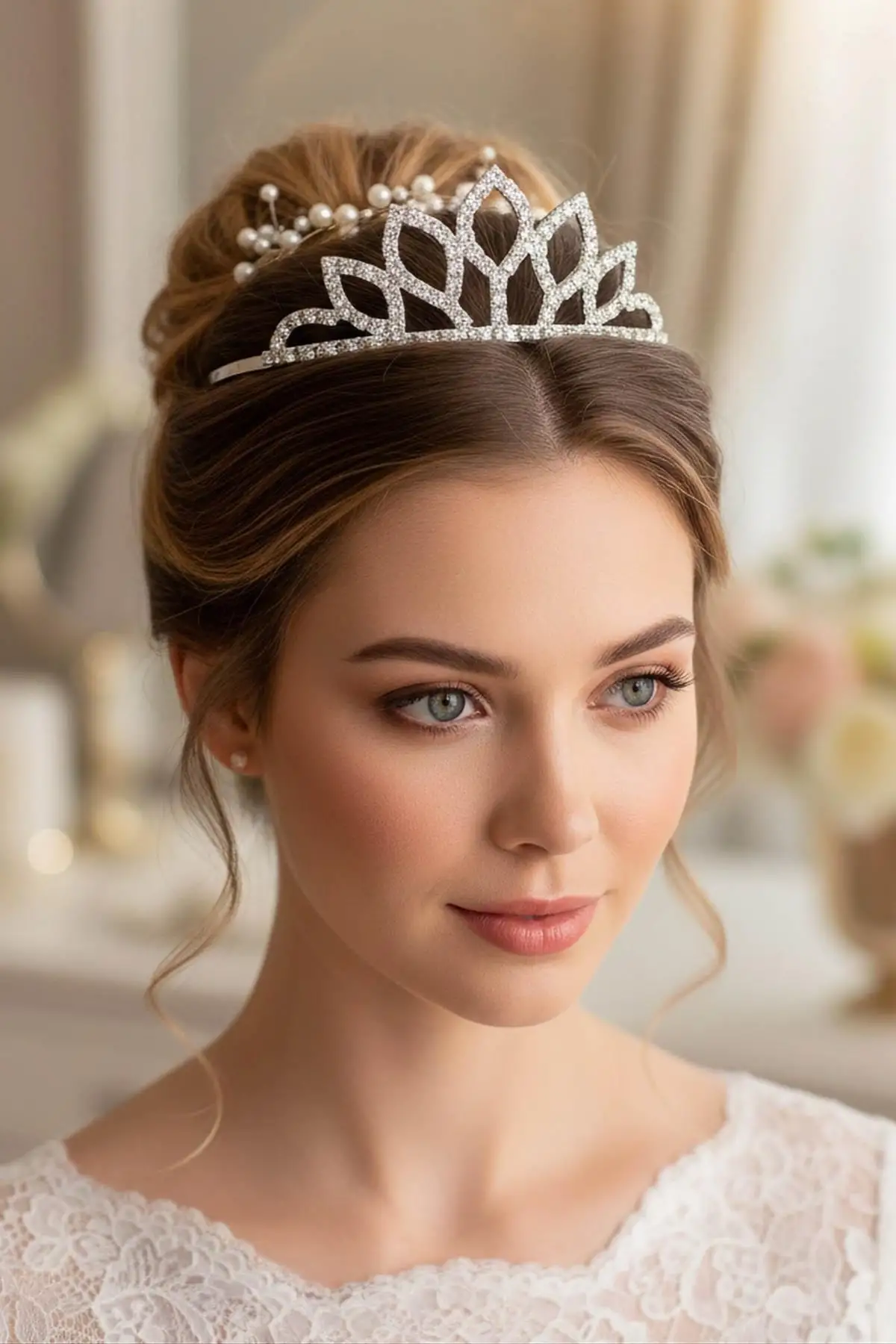 Zirkon Taşlı Gelin/Kına/Nişan/Söz Tasarım Taç