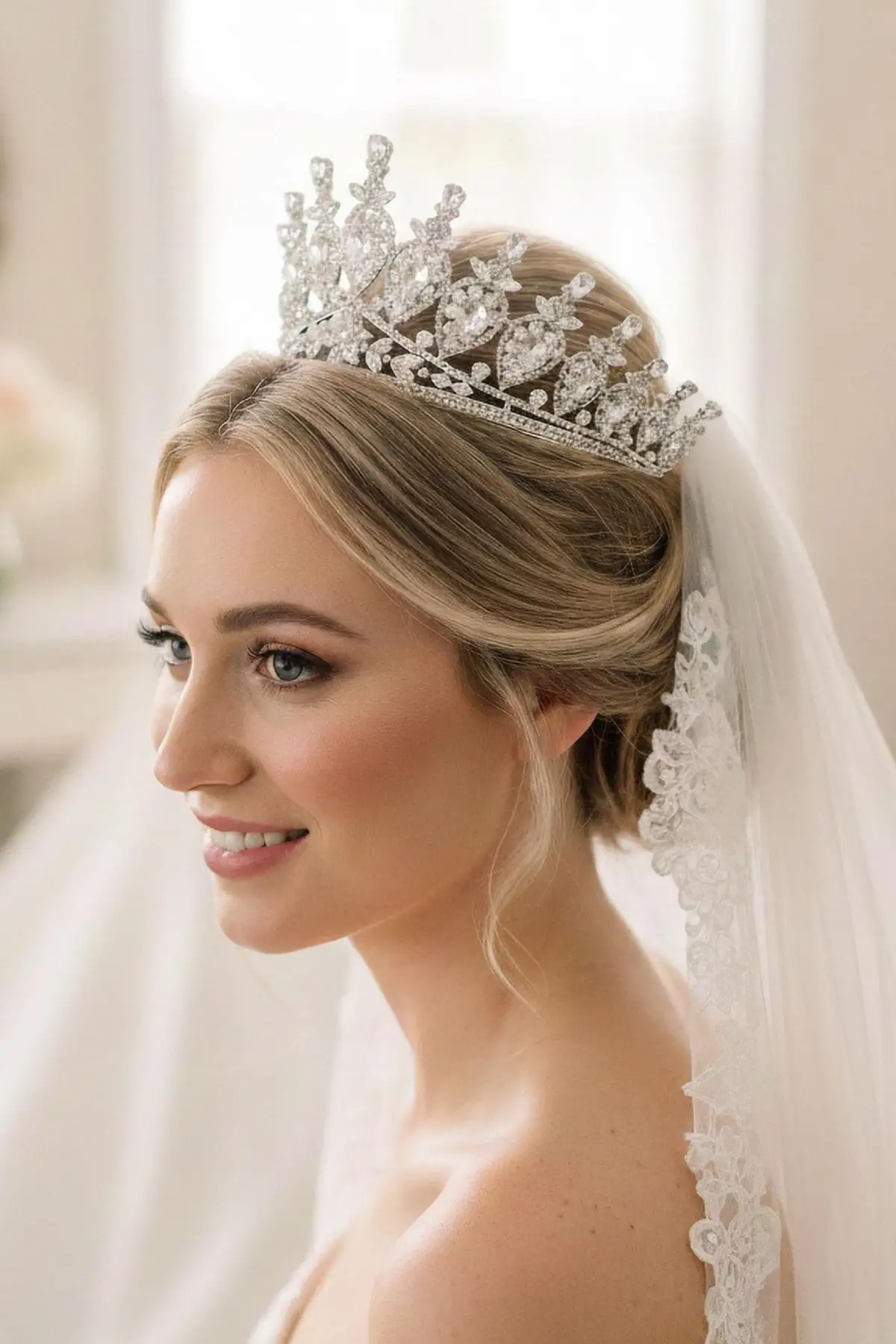 Zirkon Taşlı Gelin/Kına/Nişan/Söz Tasarım Taç