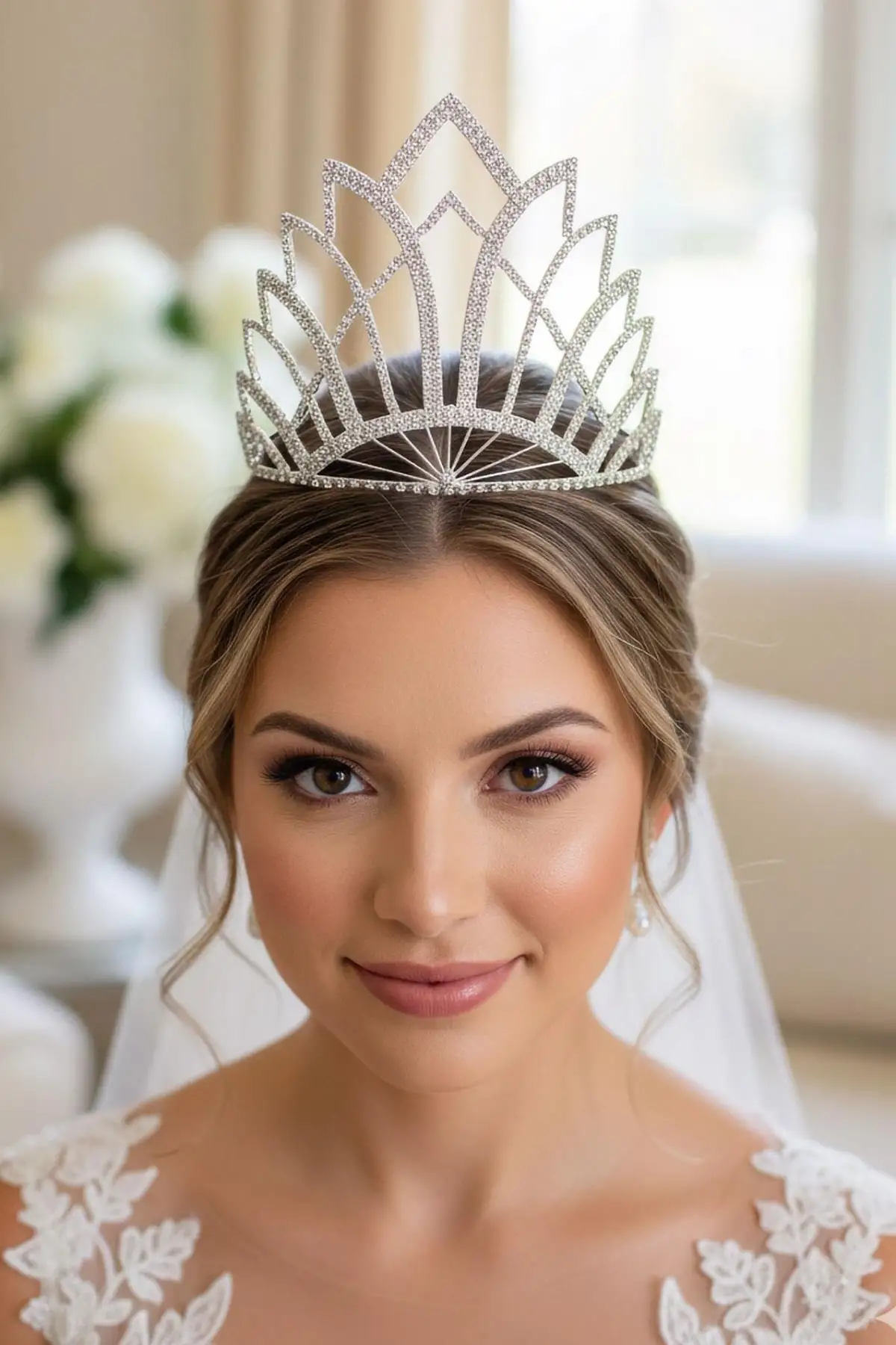 Zirkon Taşlı Gelin/Kına/Nişan/Söz Tasarım Taç