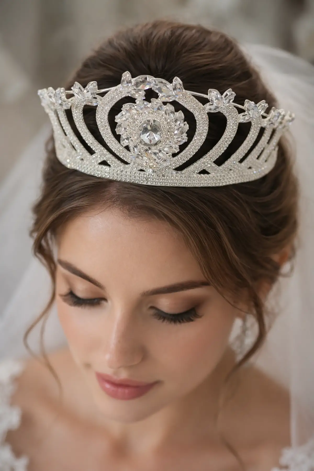 Zirkon Taşlı Gelin/Kına/Nişan/Söz Tasarım Taç