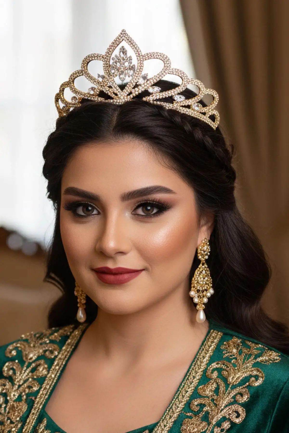 Zirkon Taşlı Gelin/Kına/Nişan/Söz Tasarım Taç