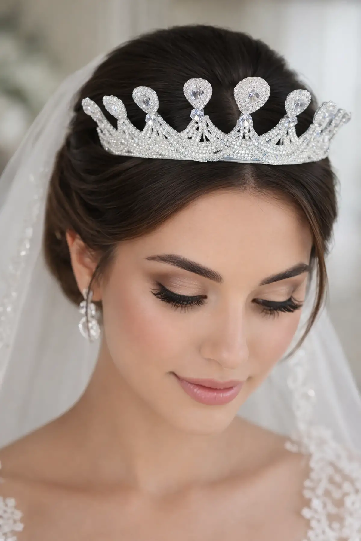 Zirkon Taşlı Gelin/Kına/Nişan/Söz Tasarım Taç