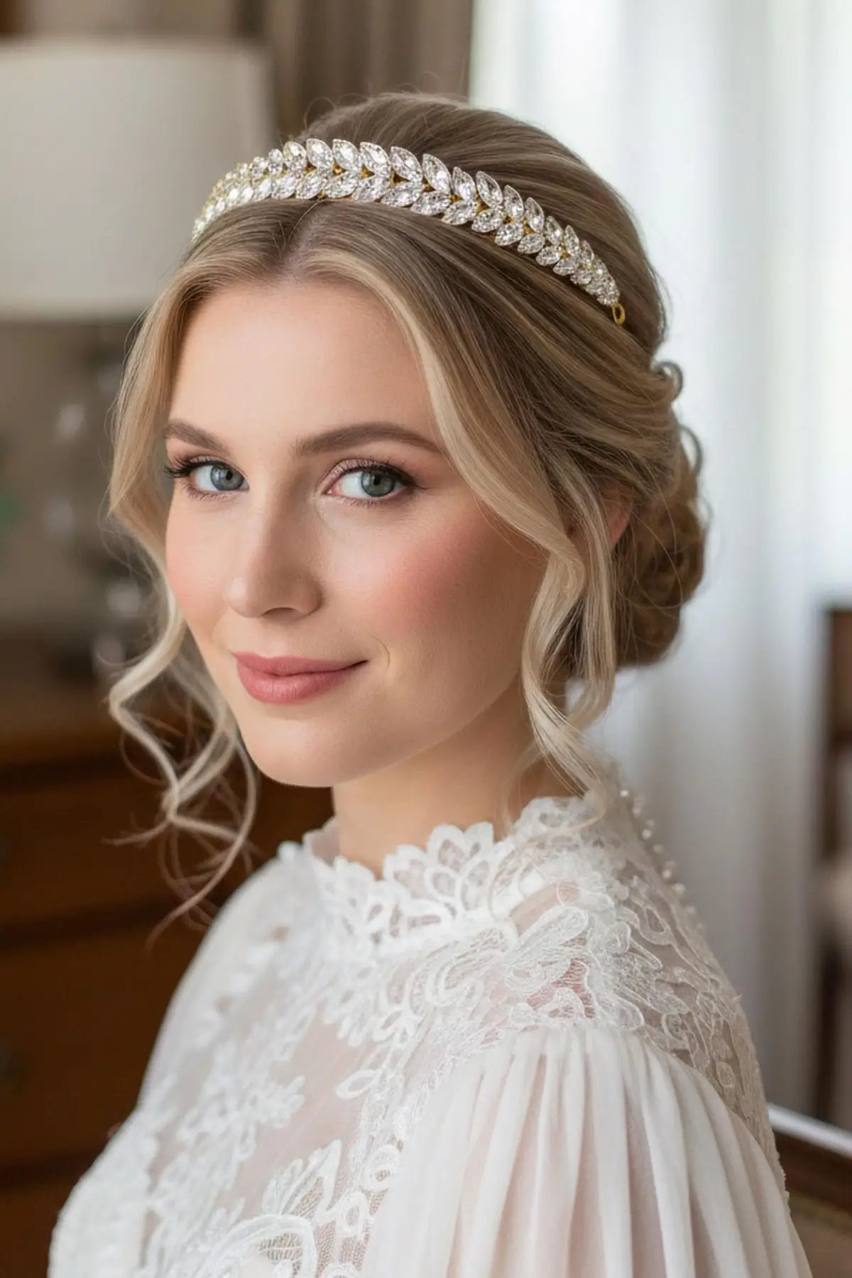 Zirkon Taşlı Gelin/Kına/Nişan/Söz Tasarım Taç