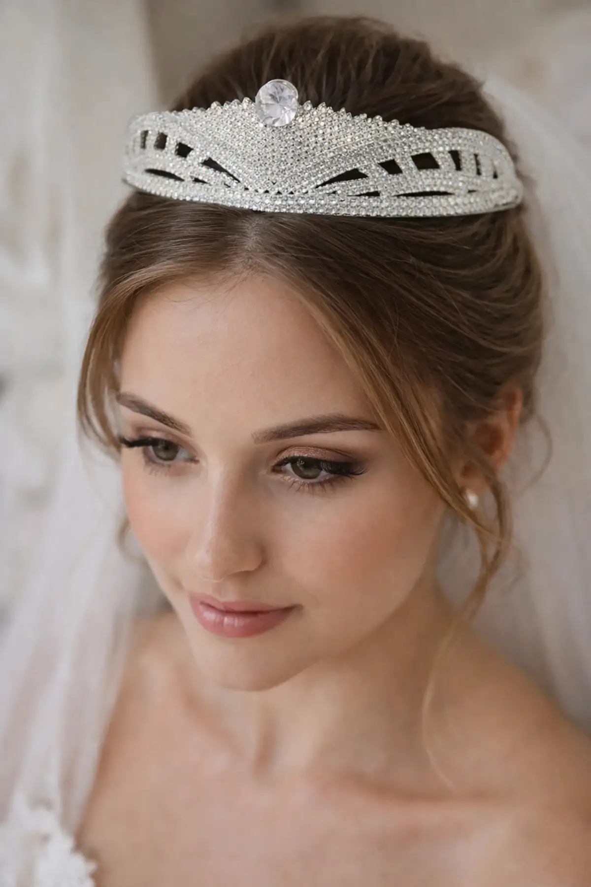 Zirkon Taşlı Gelin/Kına/Nişan/Söz Tasarım Taç