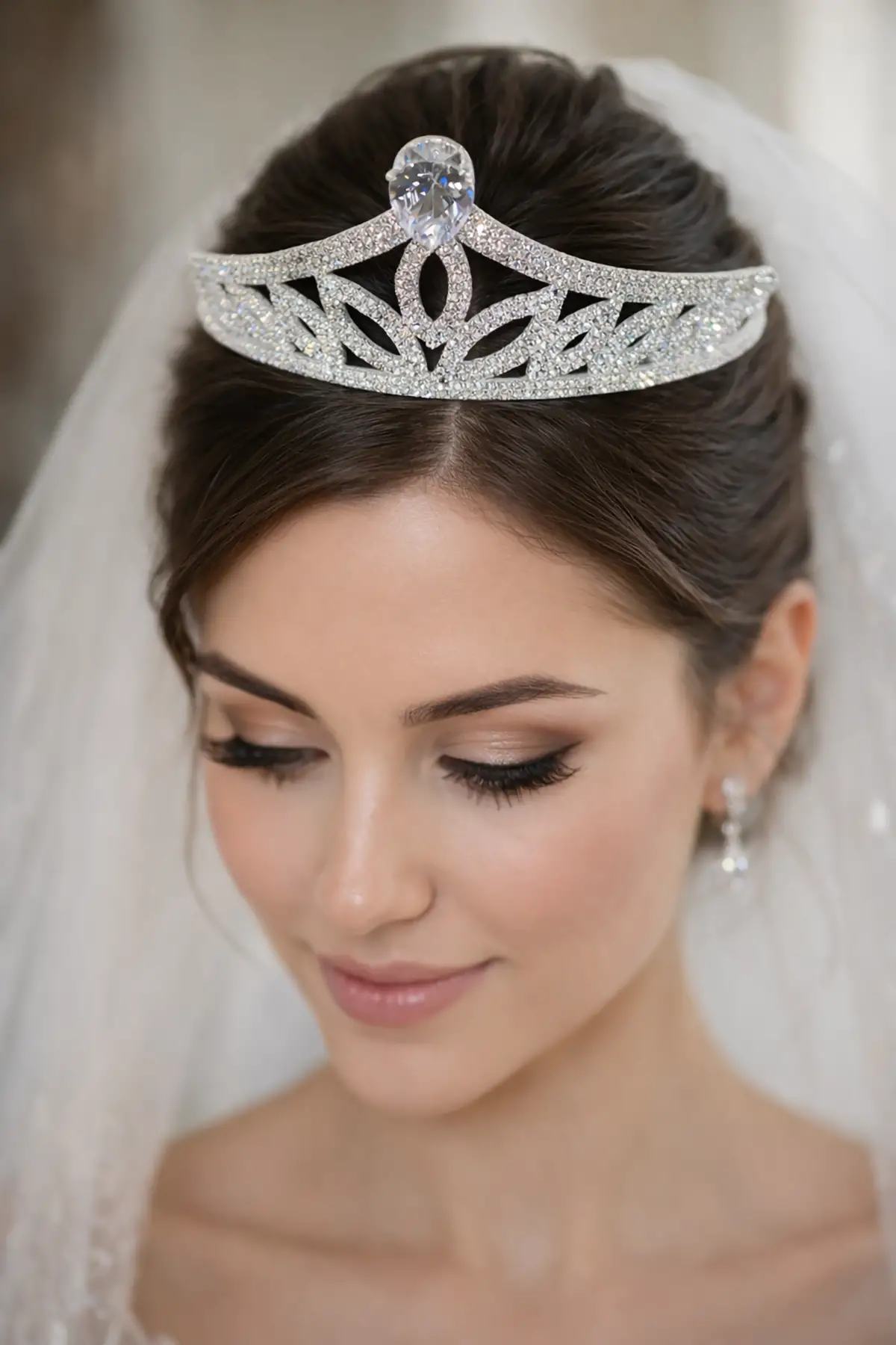 Zirkon Taşlı Gelin/Kına/Nişan/Söz Tasarım Taç