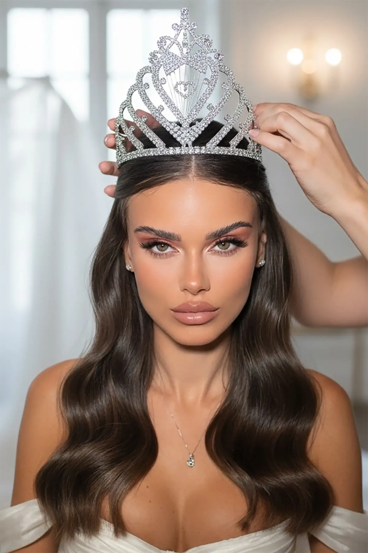 Zirkon Taşlı Gelin/Kına/Nişan/Söz Tasarım Taç