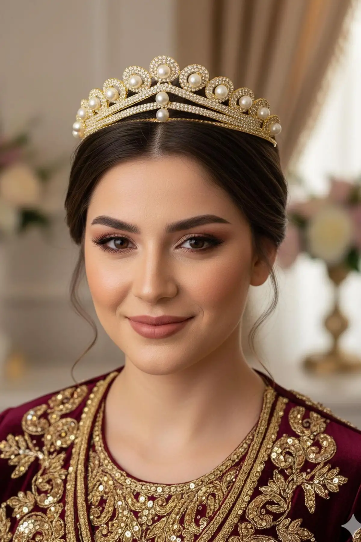 Zirkon Taşlı Gelin/Kına/Nişan/Söz Tasarım Taç